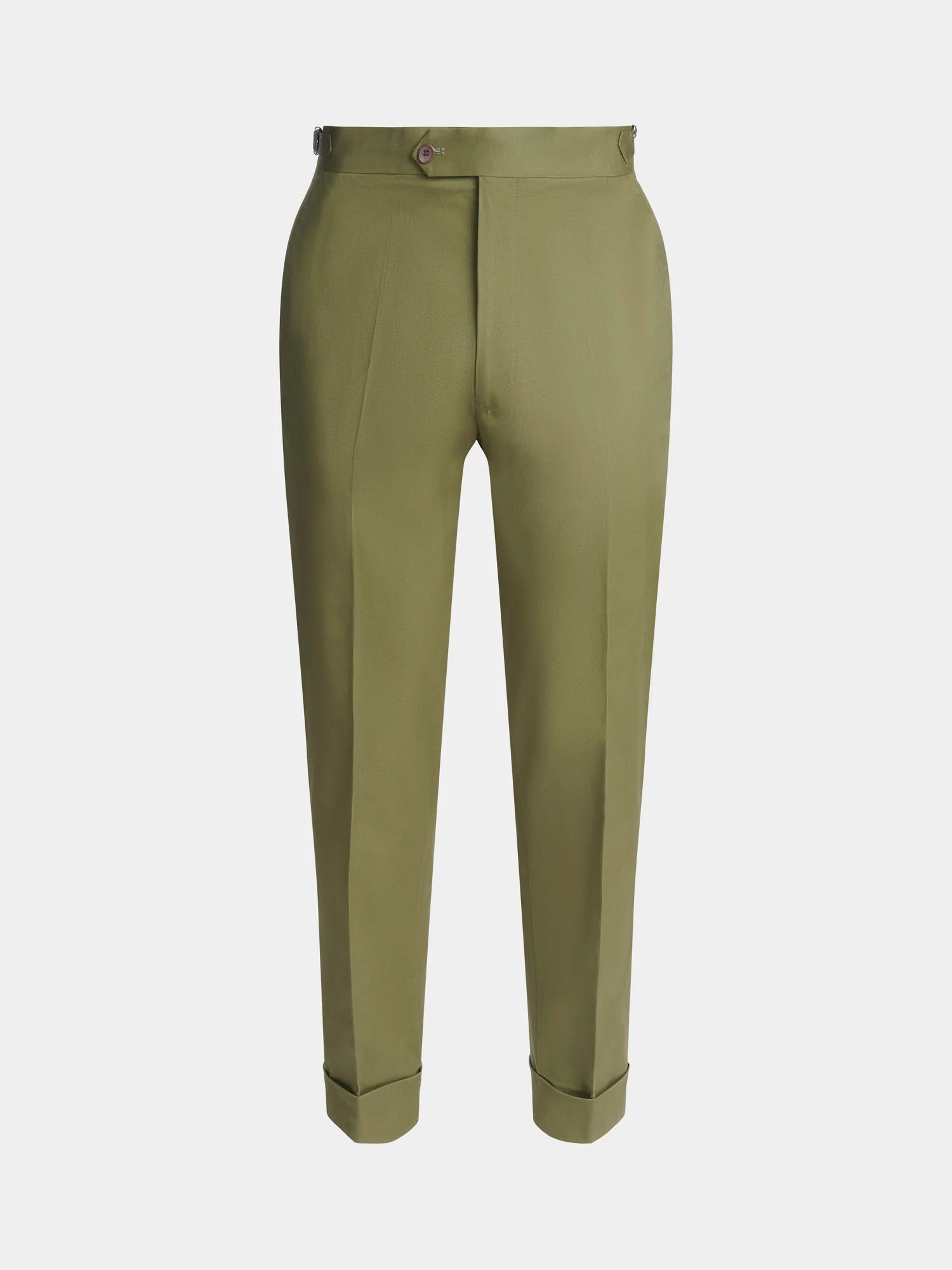 Cuffed Cotton Twill Chino in Winter Moss - Image 5