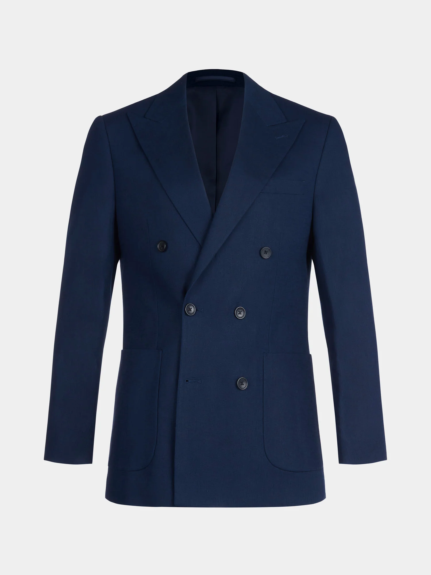 Linen Contemporary Linen Double Breasted Blazer Jacket in Navy Blue - Image 4