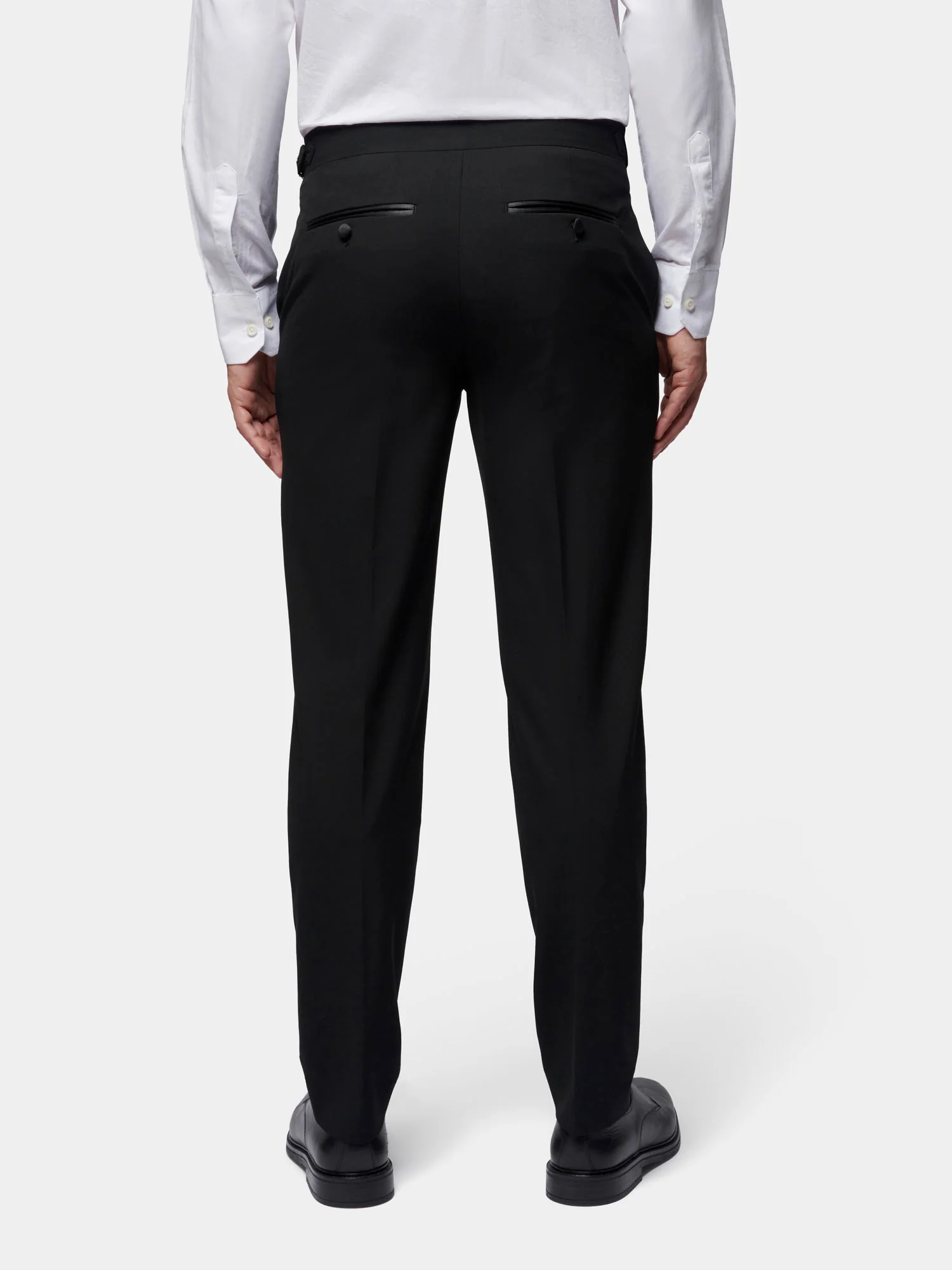 Classic Wool-Blend Tuxedo Trousers in Black - Image 4