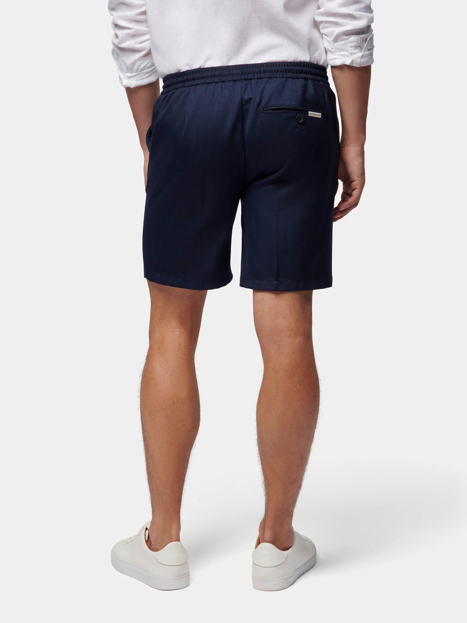 Herringbone Drawstring Shorts in Dark Sapphire Navy - Image 4