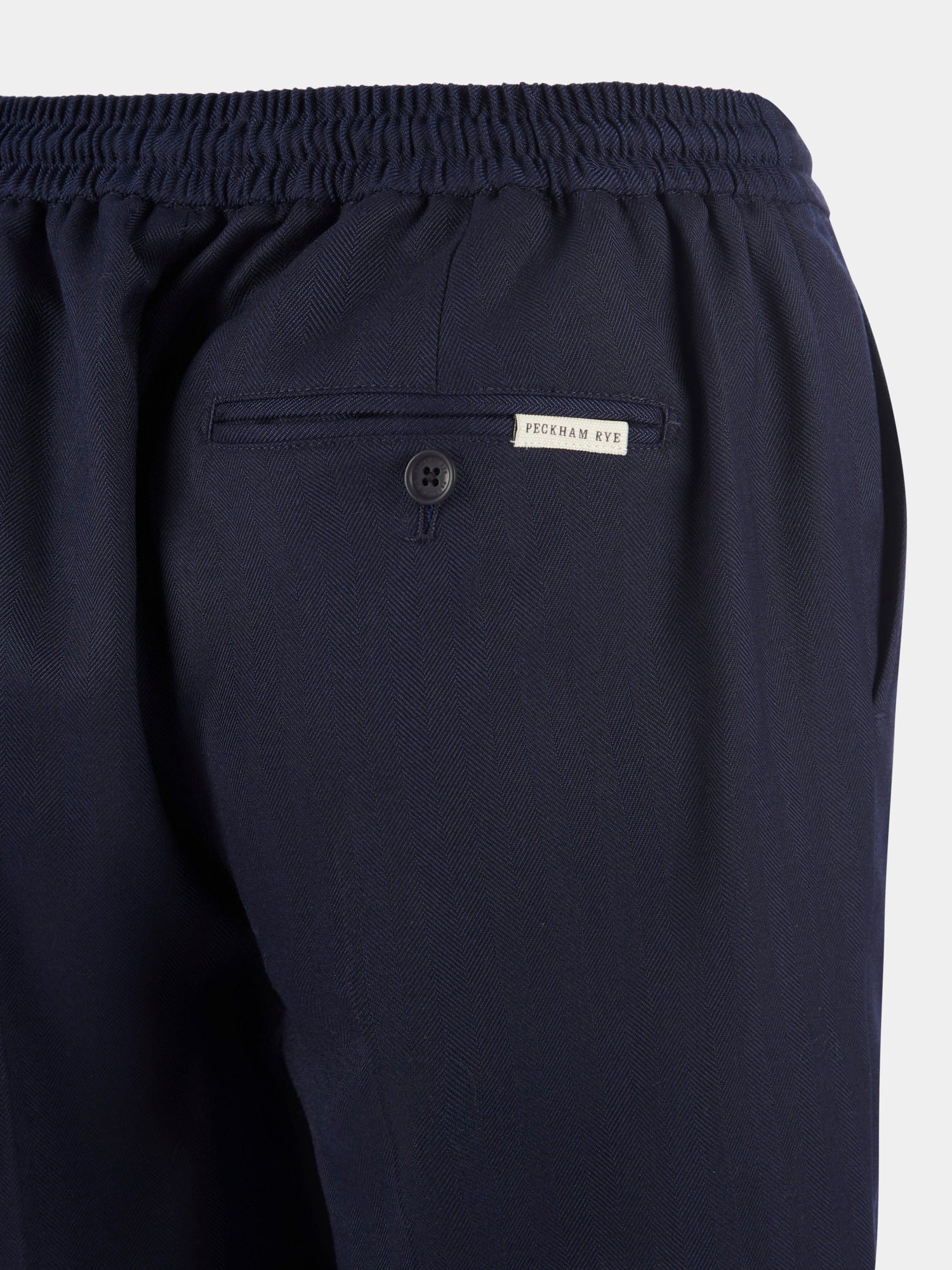 Herringbone Drawstring Shorts in Dark Sapphire Navy - Image 9