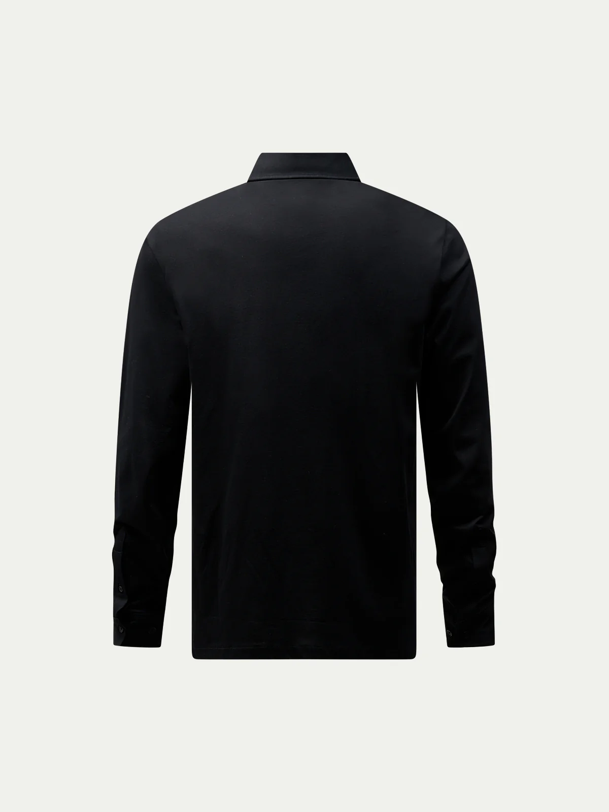 Wardour Mercerised Cotton Long Sleeve Polo Shirt in Black - Image 2