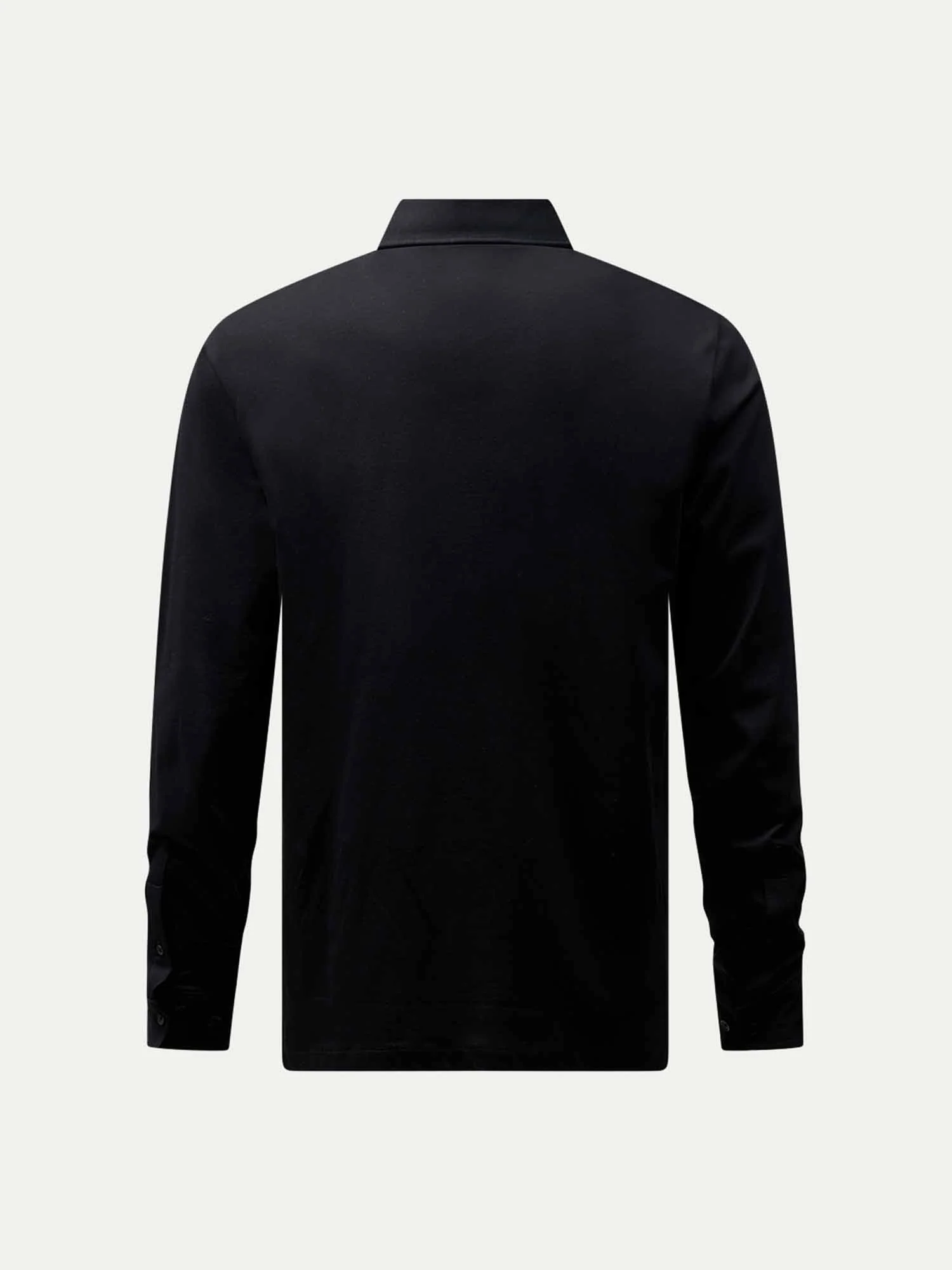 Wardour Mercerised Cotton Long Sleeve Polo Shirt in Black - Image 4
