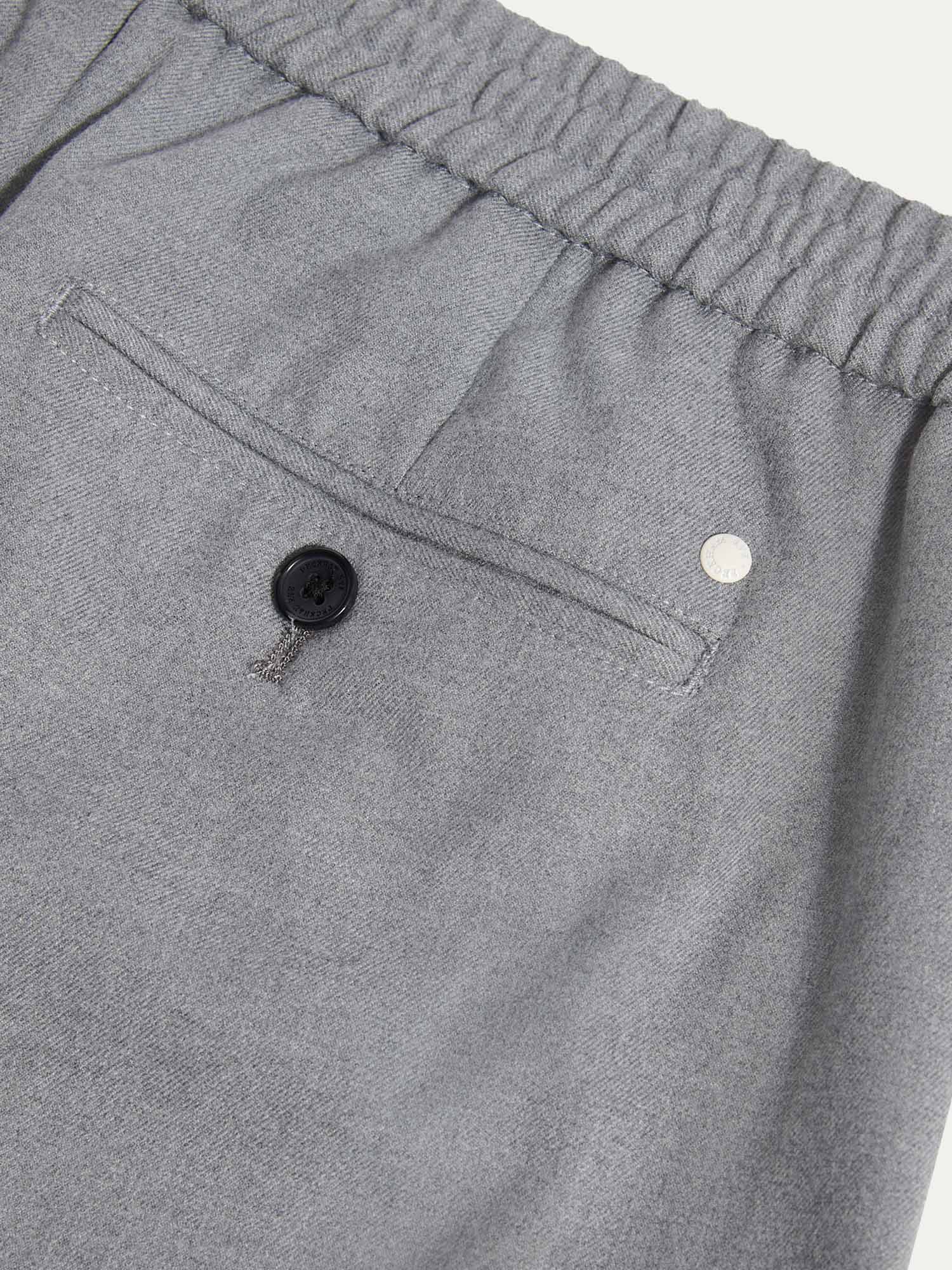 Flannel Tech Drawstring Trousers in Light Grey Marl - Image 5
