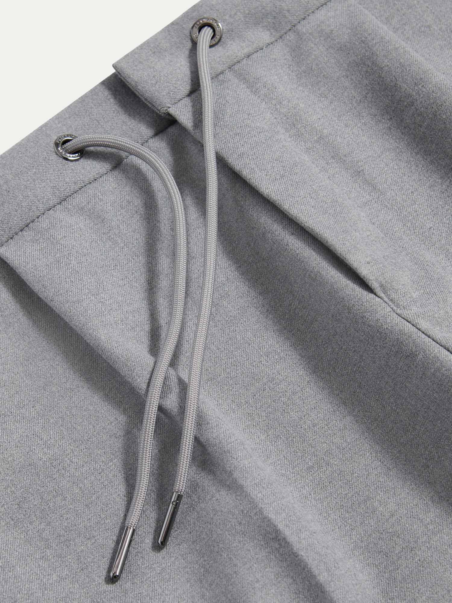 Flannel Tech Drawstring Trousers in Light Grey Marl - Image 8