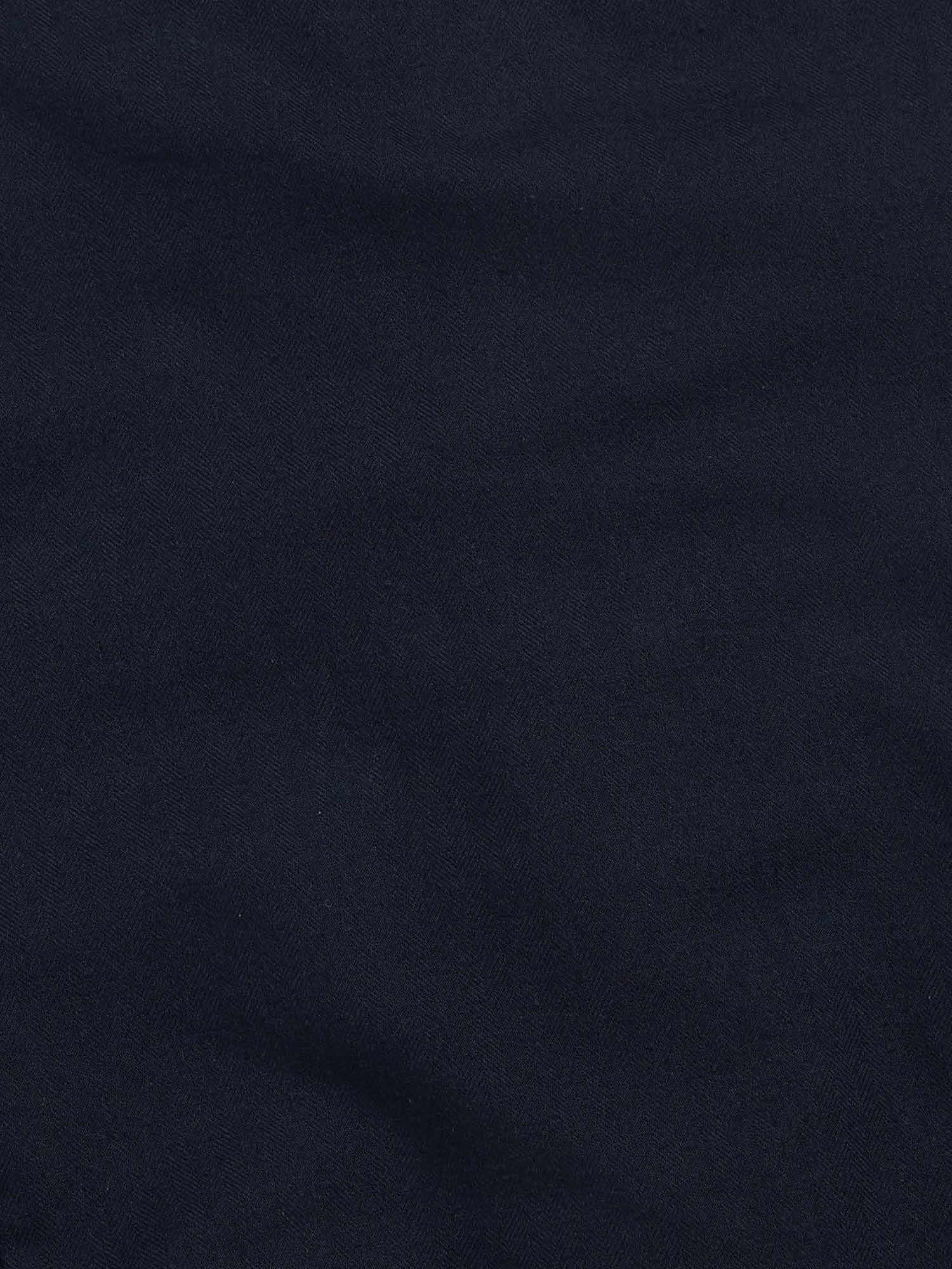 Flannel Herringbone Spread Collar Shirt in Dark Sapphire Navy - Image 9