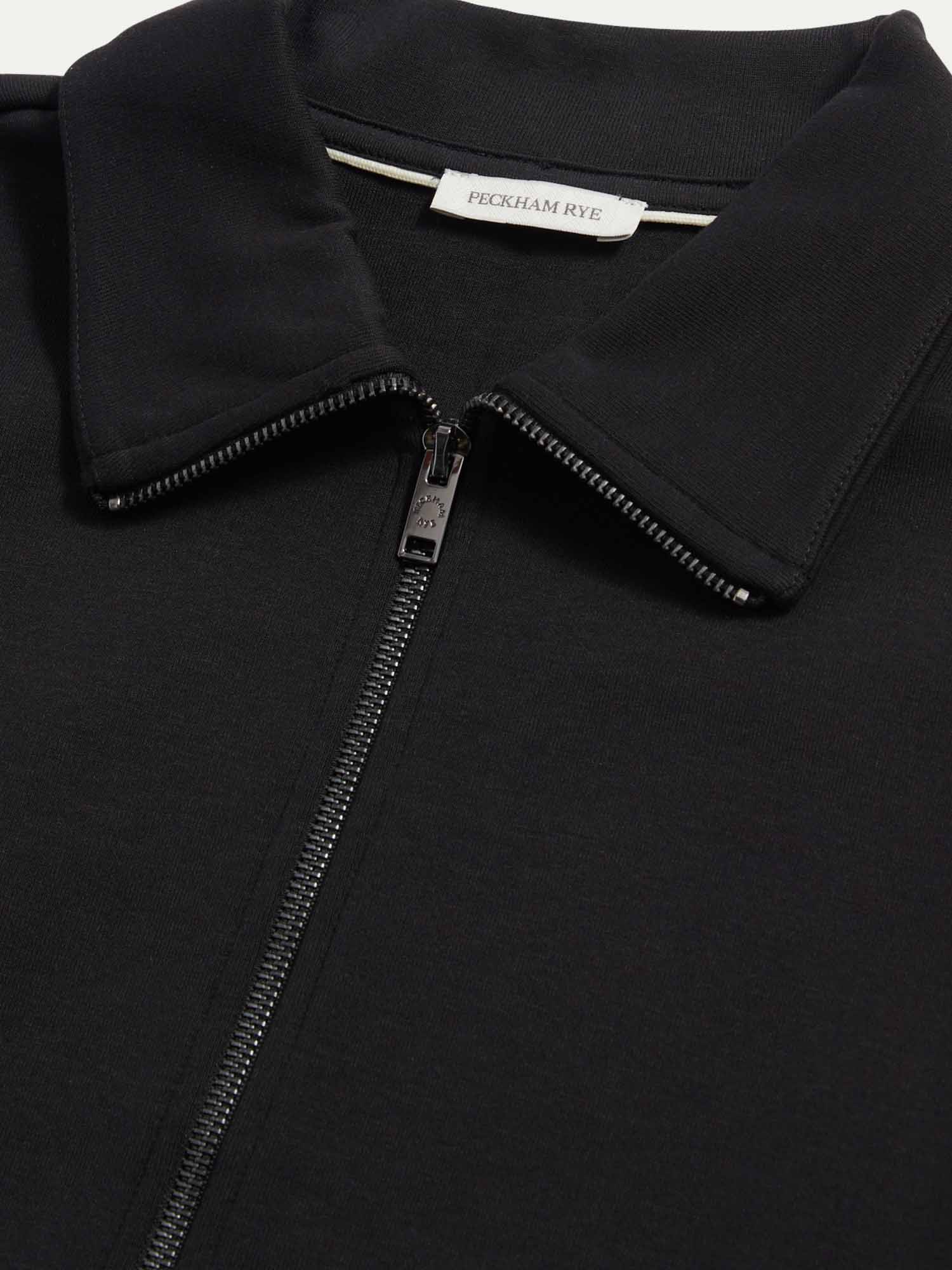 Jersey Interlock Zip Funnel Sweat in Black - Image 8