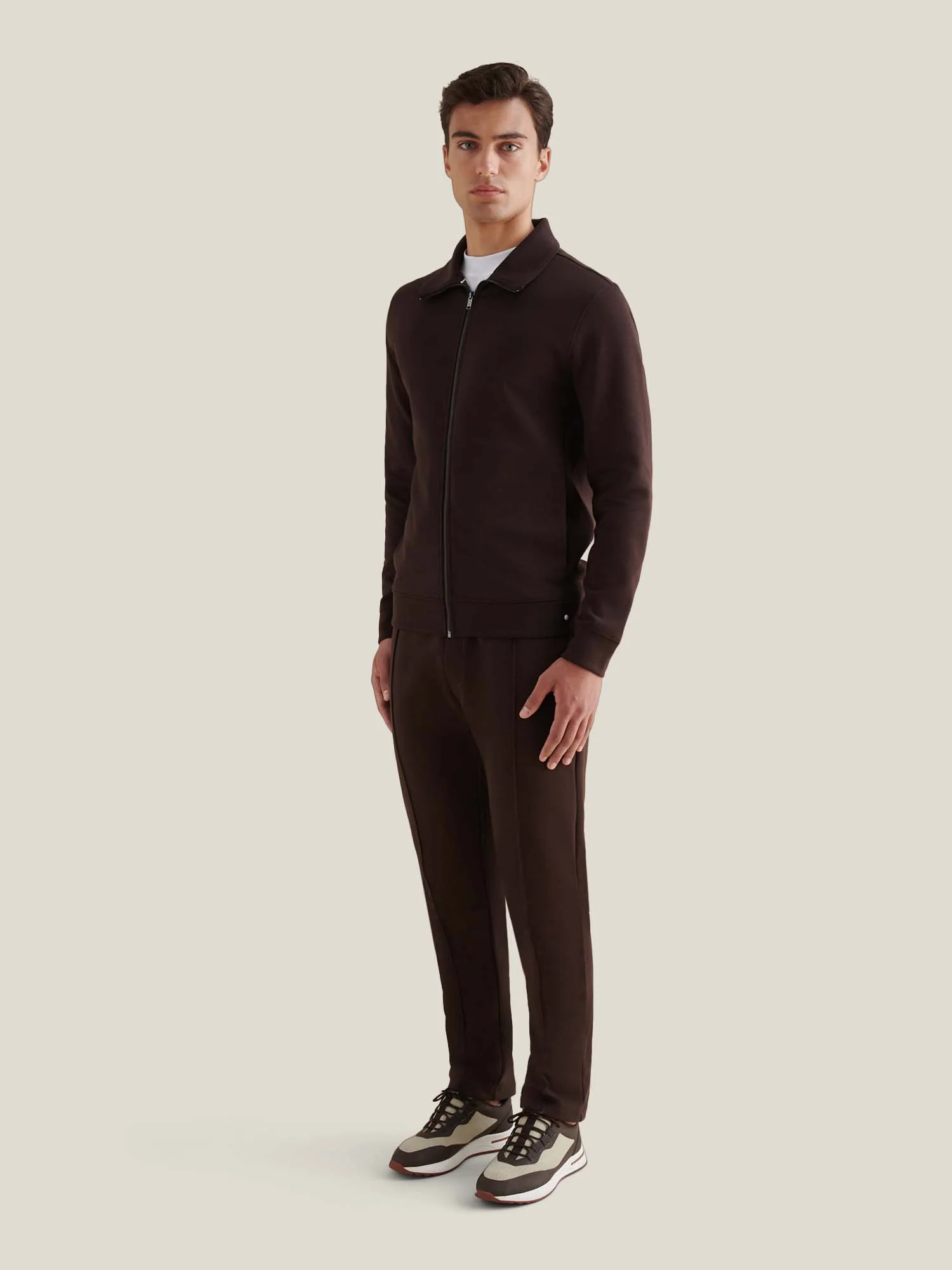Jersey Interlock Zip Funnel Sweat in Java - Image 4