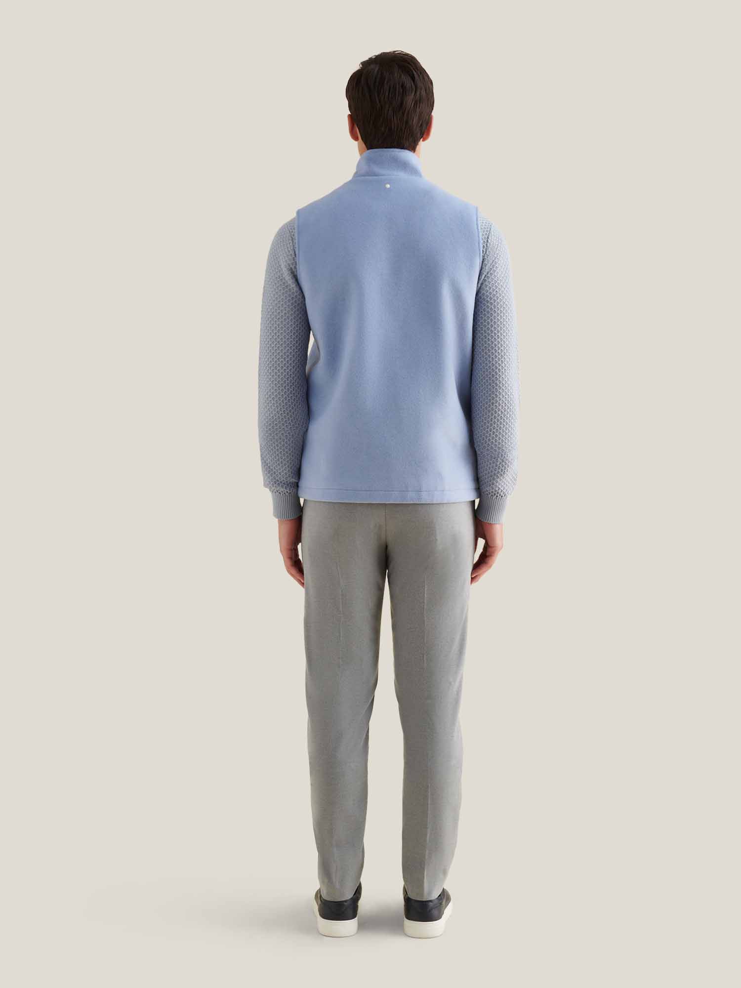 Wool Blend Zip Vest in Blue Blizzard - Image 4