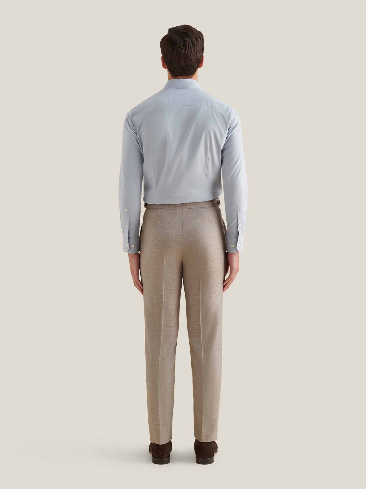Cotton Poplin Slim Fit High Collar Shirt in Blue Blizzard - Image 4