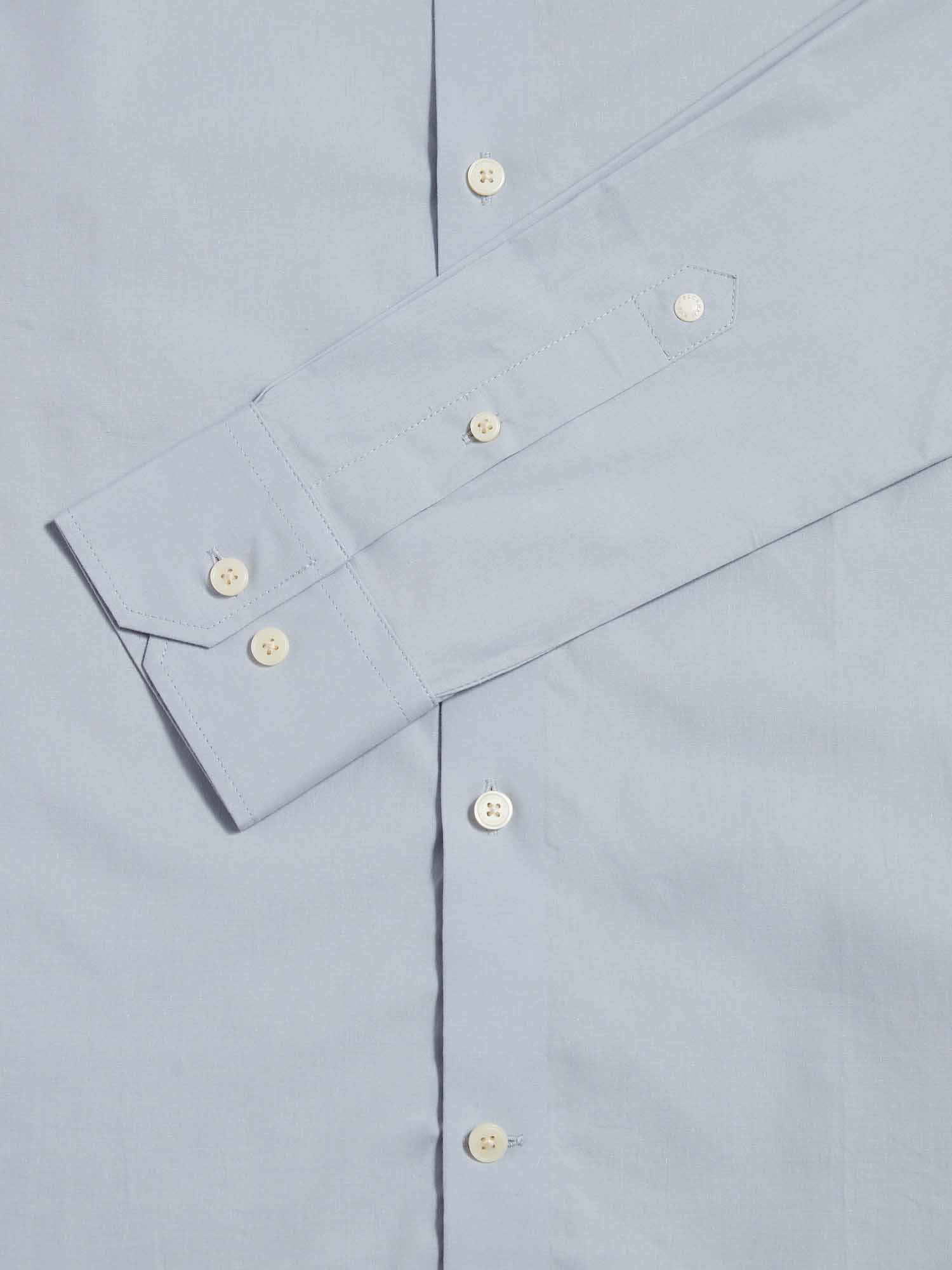 Cotton Poplin Slim Fit High Collar Shirt in Blue Blizzard - Image 8
