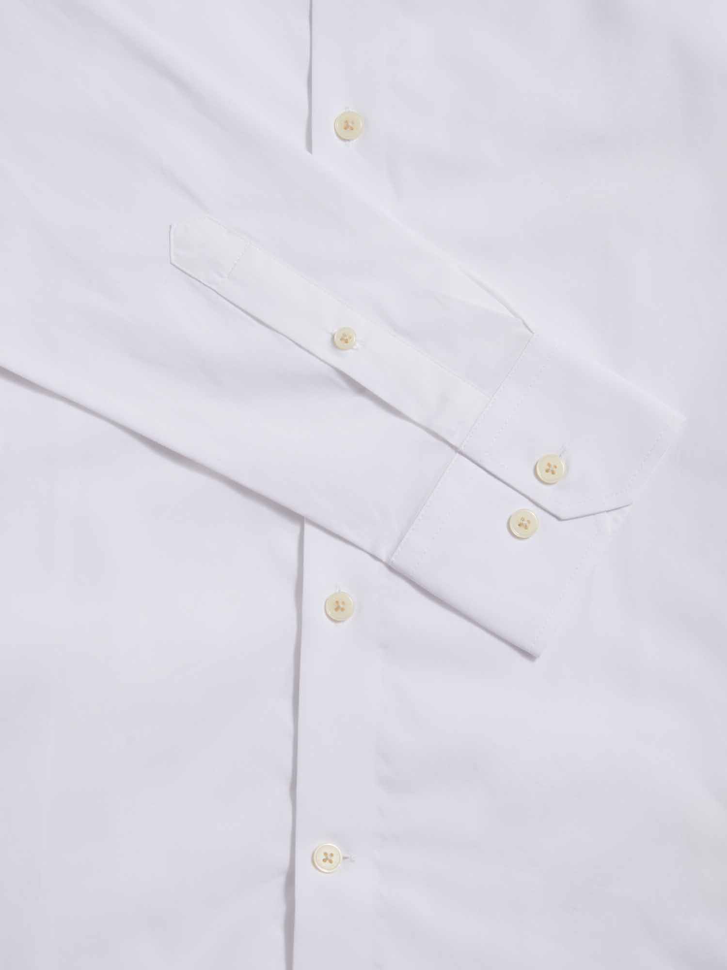 Cotton Poplin Slim Fit High Collar Shirt in Bright White - Image 10