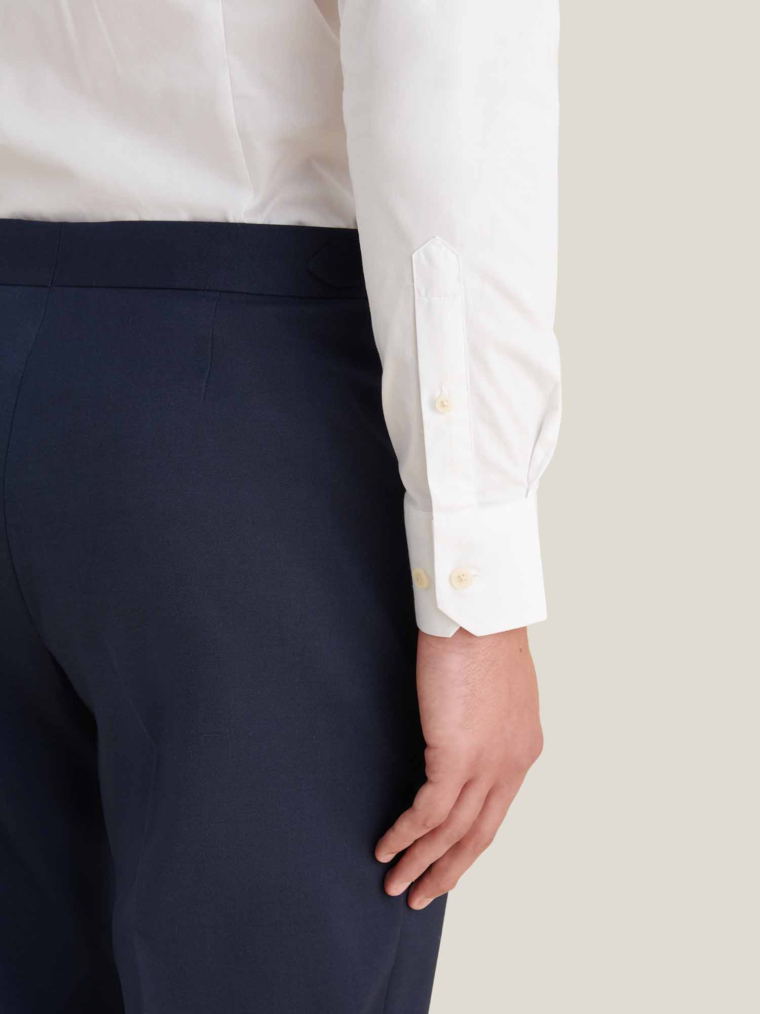Cotton Poplin Slim Fit High Collar Shirt in Bright White - Image 6