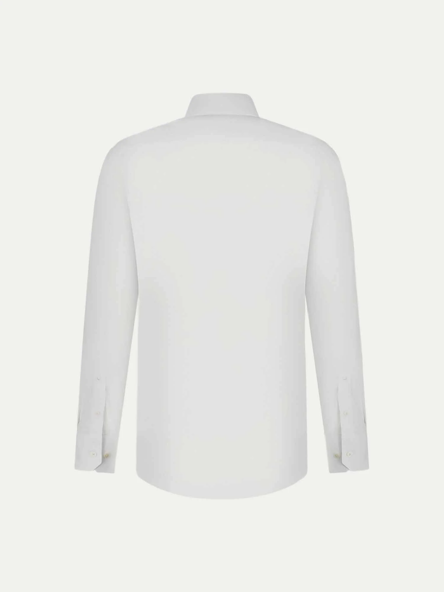 Cotton Poplin Slim Fit High Collar Shirt in Bright White - Image 7