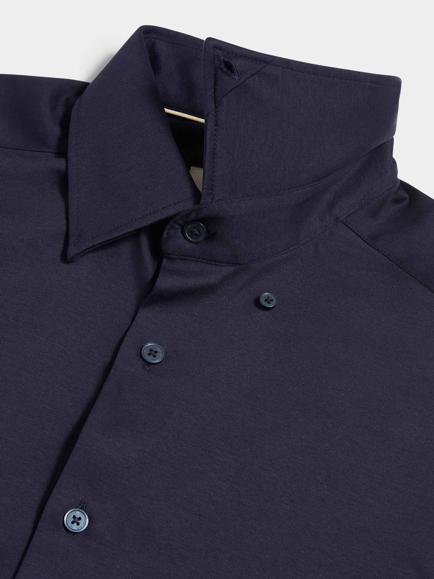 Jersey Hidden-Button Shirt in Dark Sapphire Navy - Image 10
