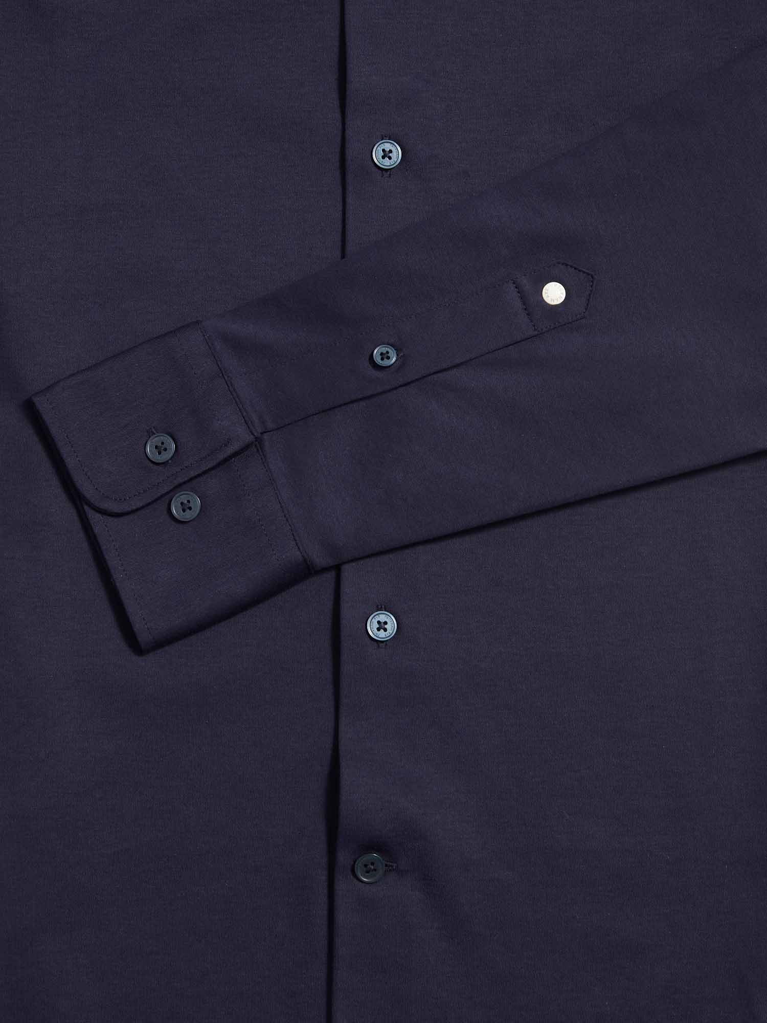Jersey Hidden-Button Shirt in Dark Sapphire Navy - Image 8