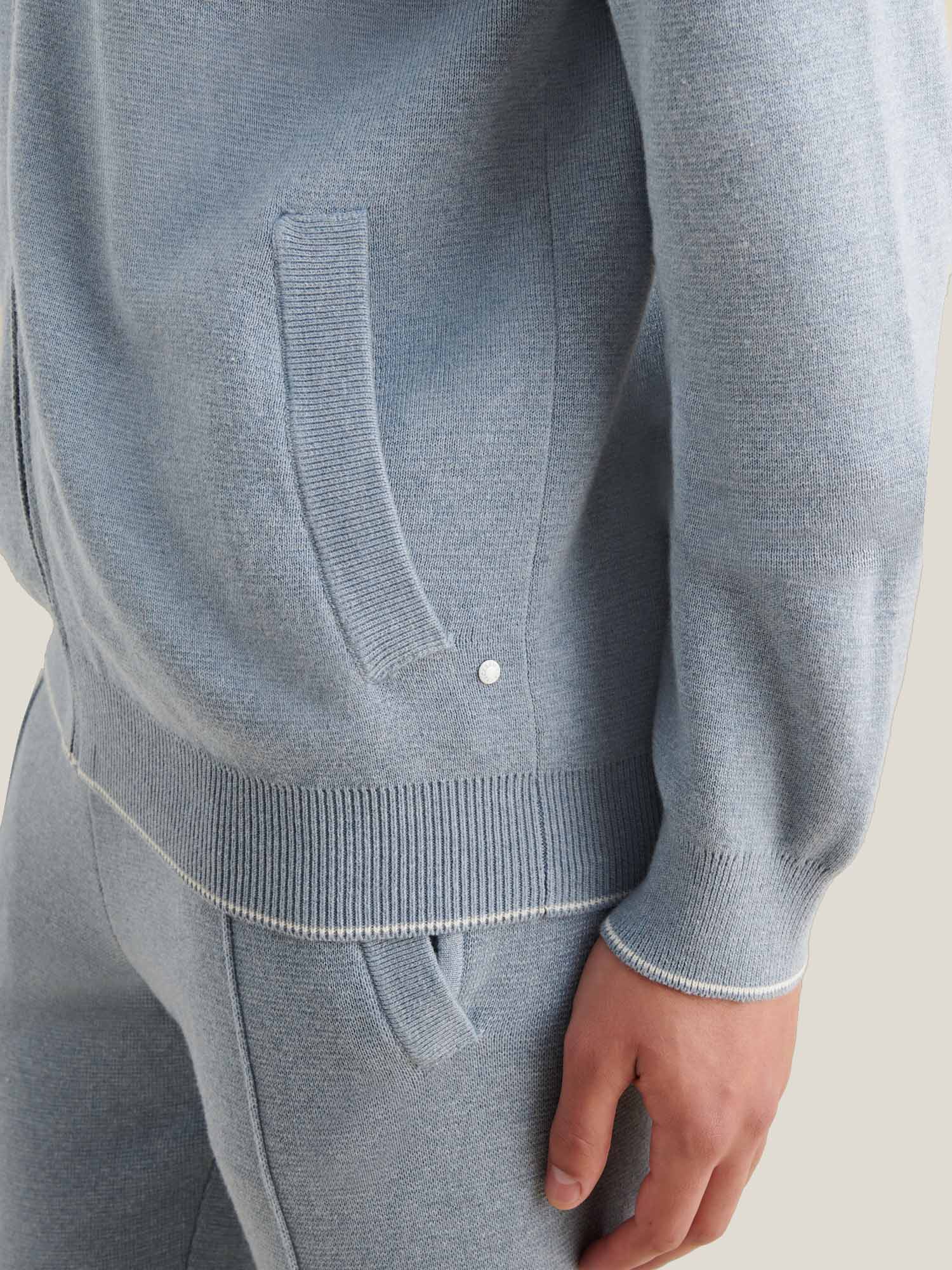 Milano Knit Zip Hoodie in Blue Blizzard - Image 5
