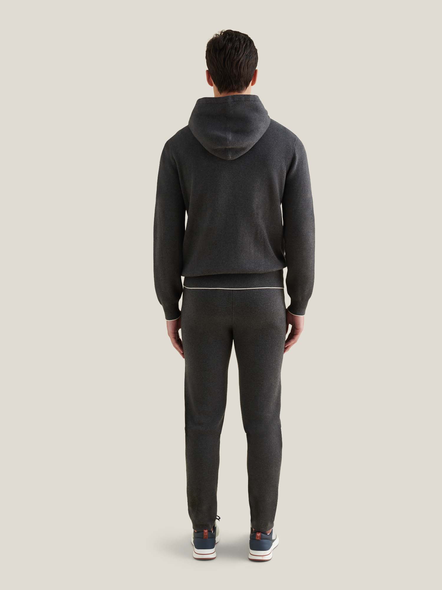 Milano Knit Zip Hoodie in Charcoal Grey - Image 3