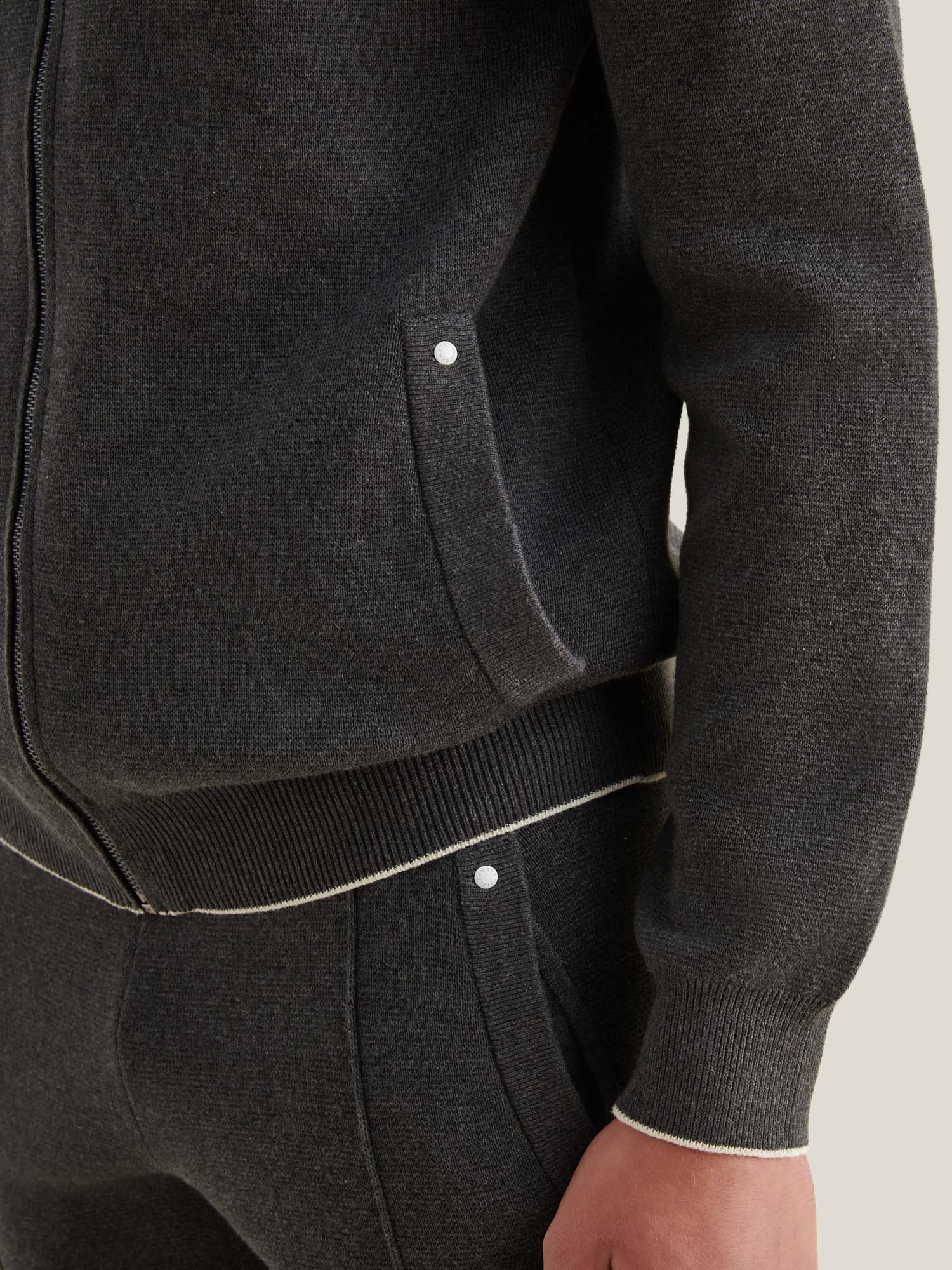 Milano Knit Zip Hoodie in Charcoal Grey - Image 4