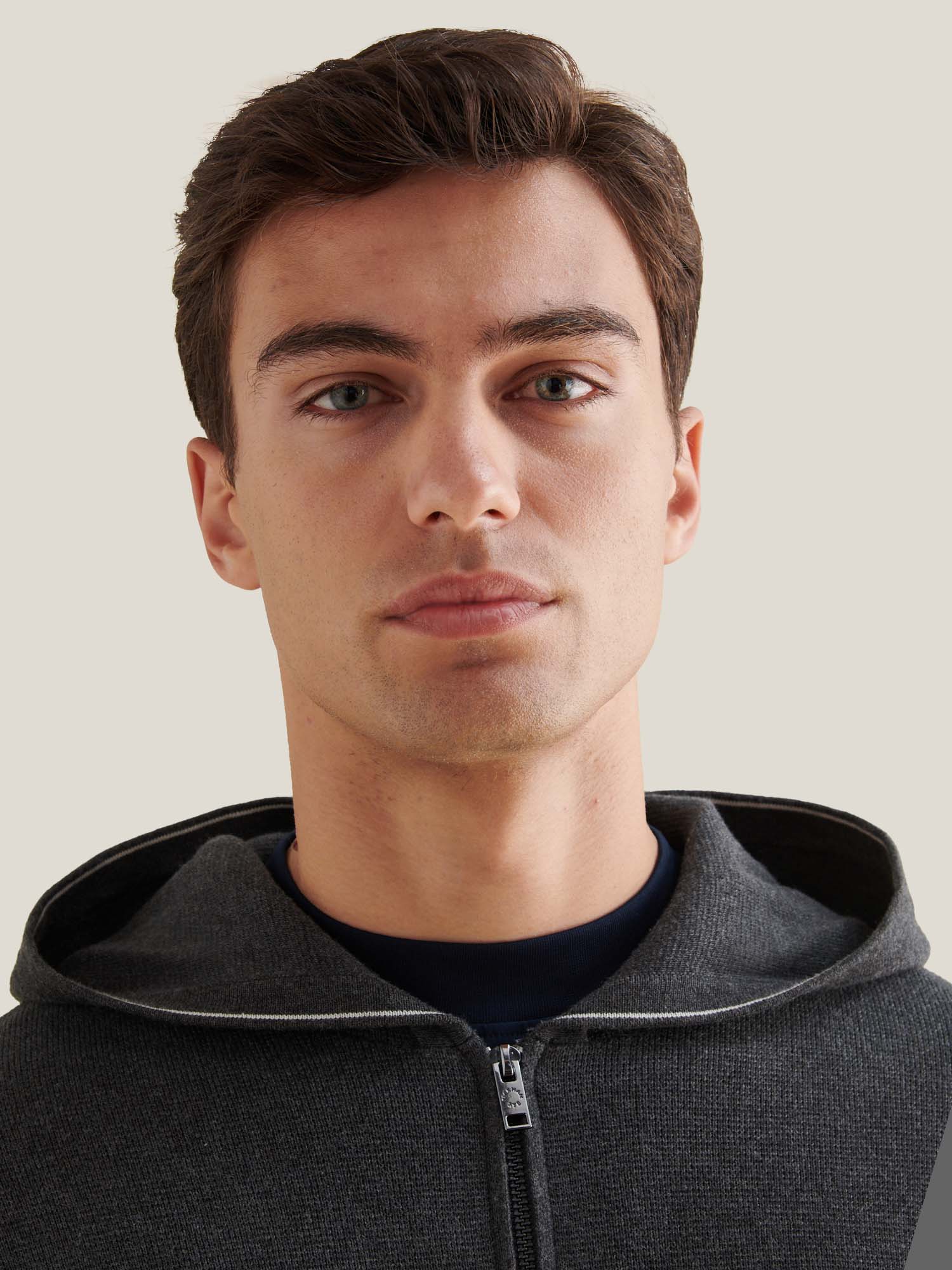 Milano Knit Zip Hoodie in Charcoal Grey - Image 5