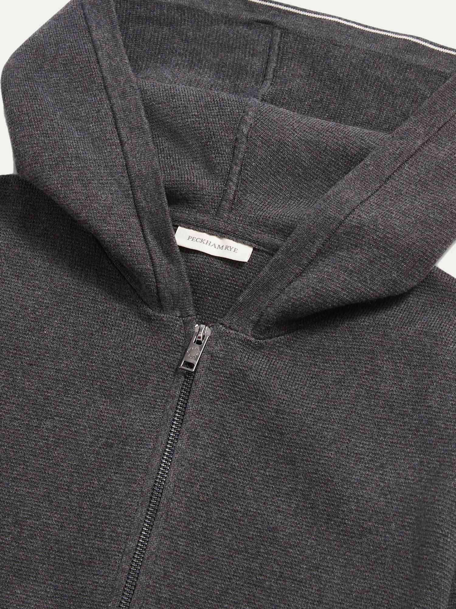 Milano Knit Zip Hoodie in Charcoal Grey - Image 8