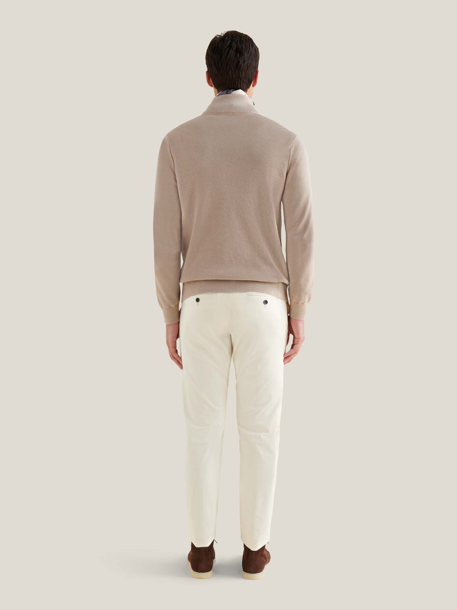 Cotton Blend Rib Knit ¼ Zip in Simply Taupe - Image 4