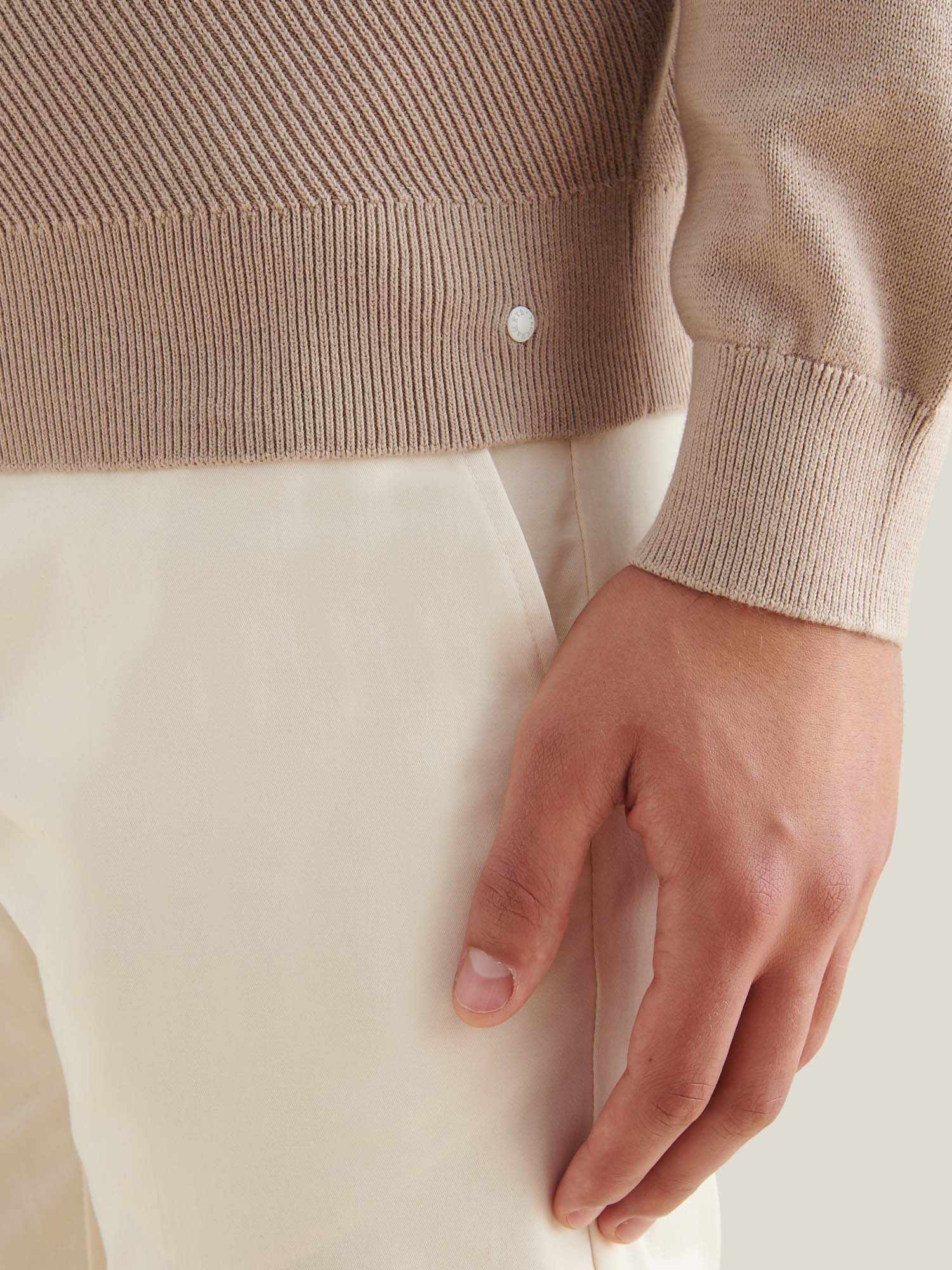 Cotton Blend Rib Knit ¼ Zip in Simply Taupe - Image 6