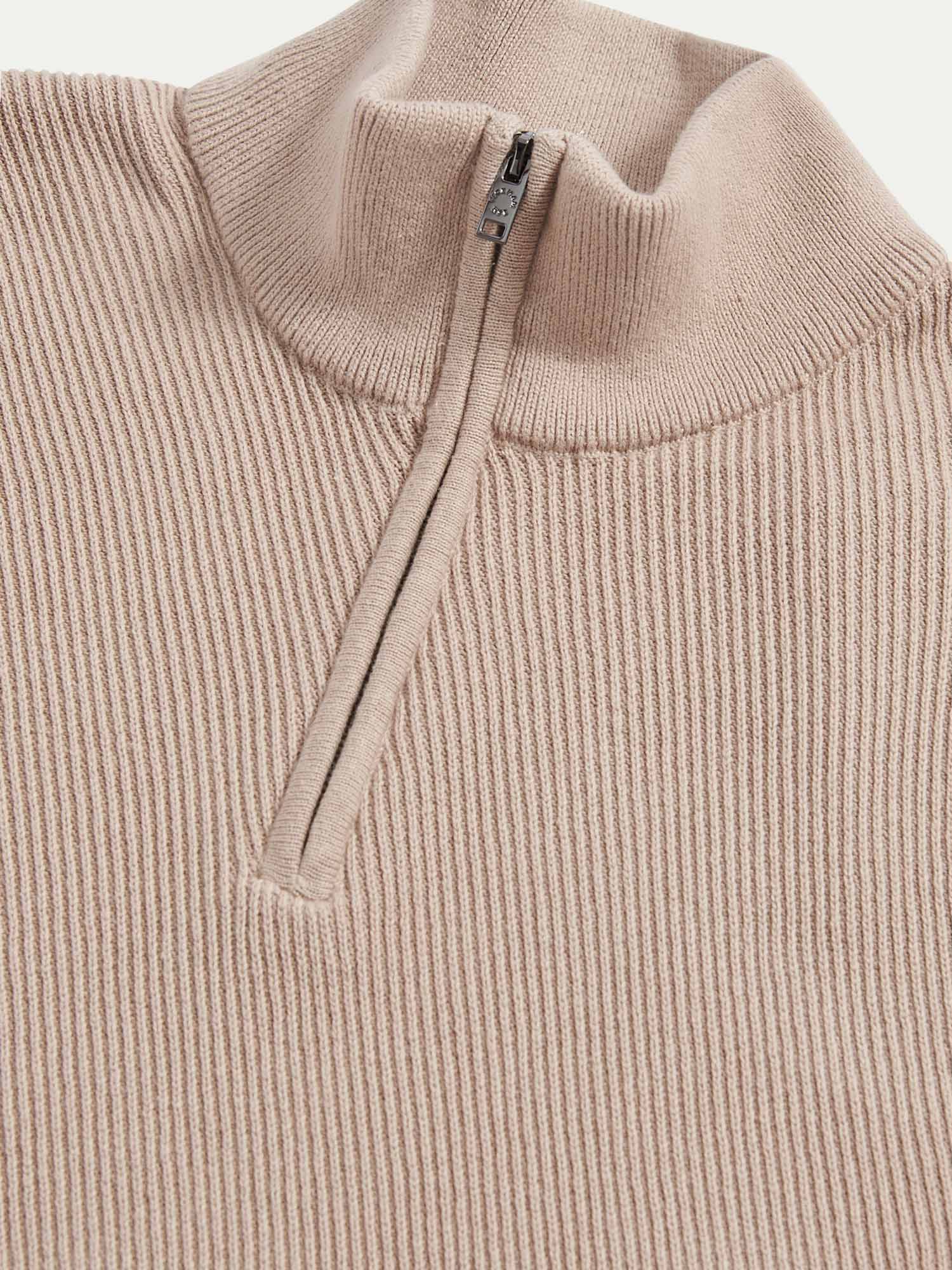 Cotton Blend Rib Knit ¼ Zip in Simply Taupe - Image 8