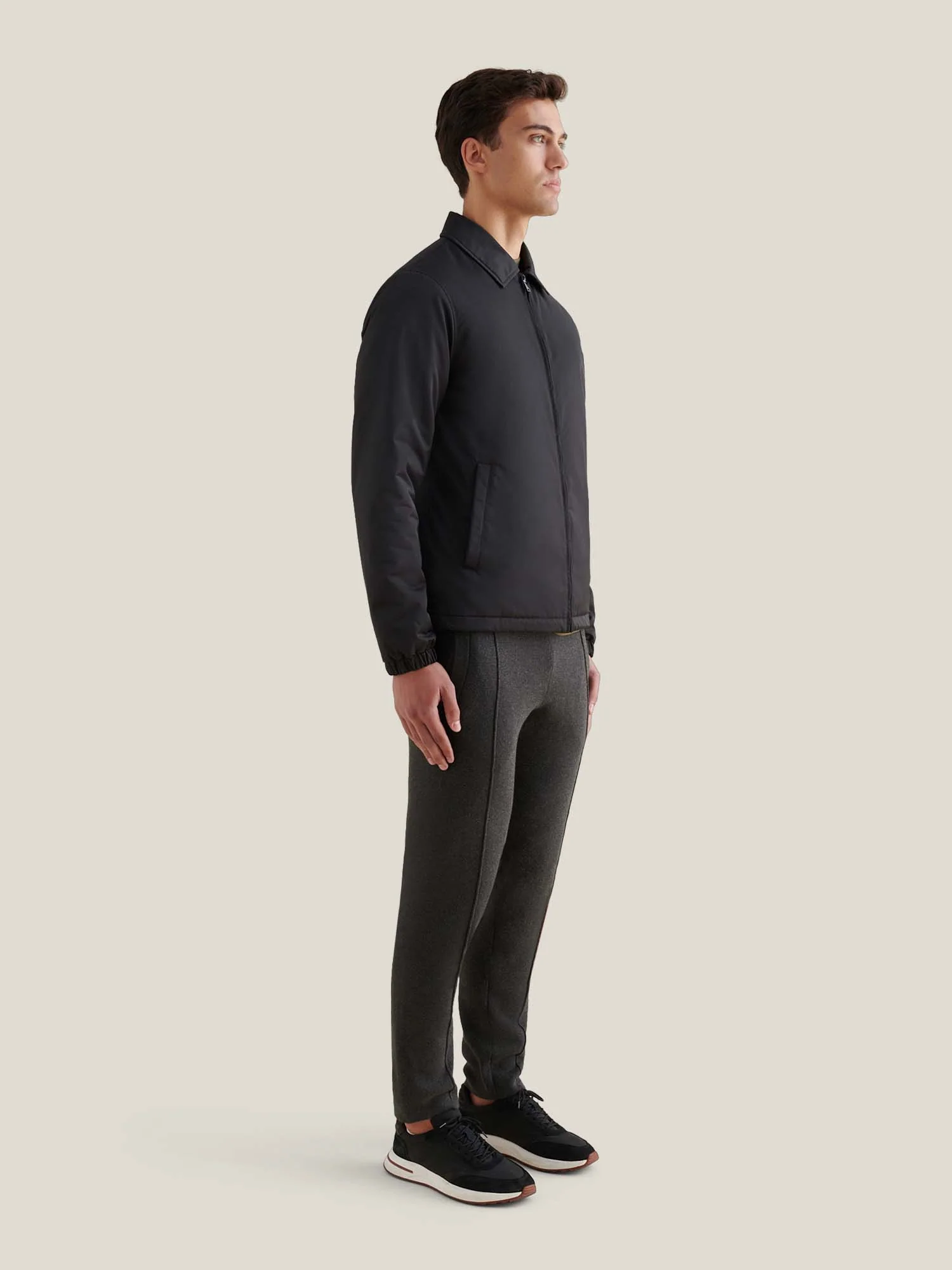 Light Padded Collar Bomber Jacket in Black - Image 3