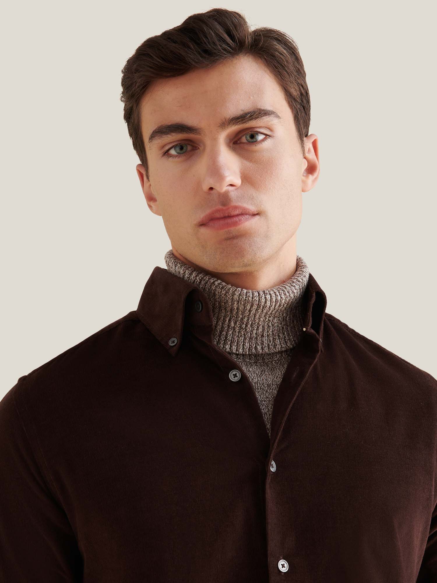 Micro Cord Button-Down Shirt in Java - Image 3