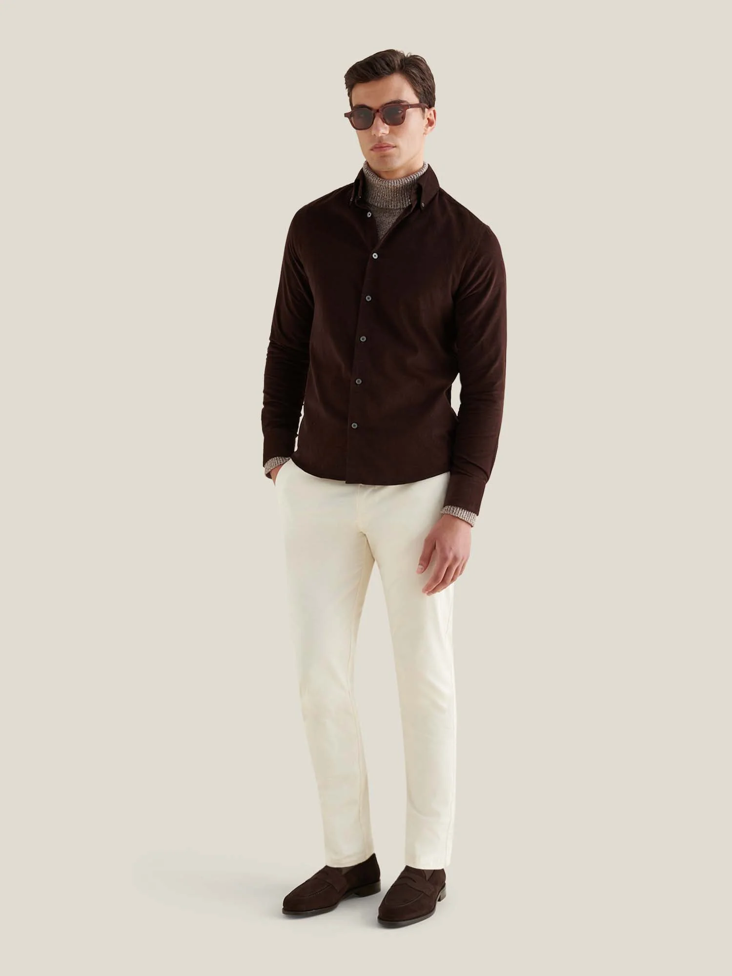 Micro Cord Button-Down Shirt in Java - Image 4