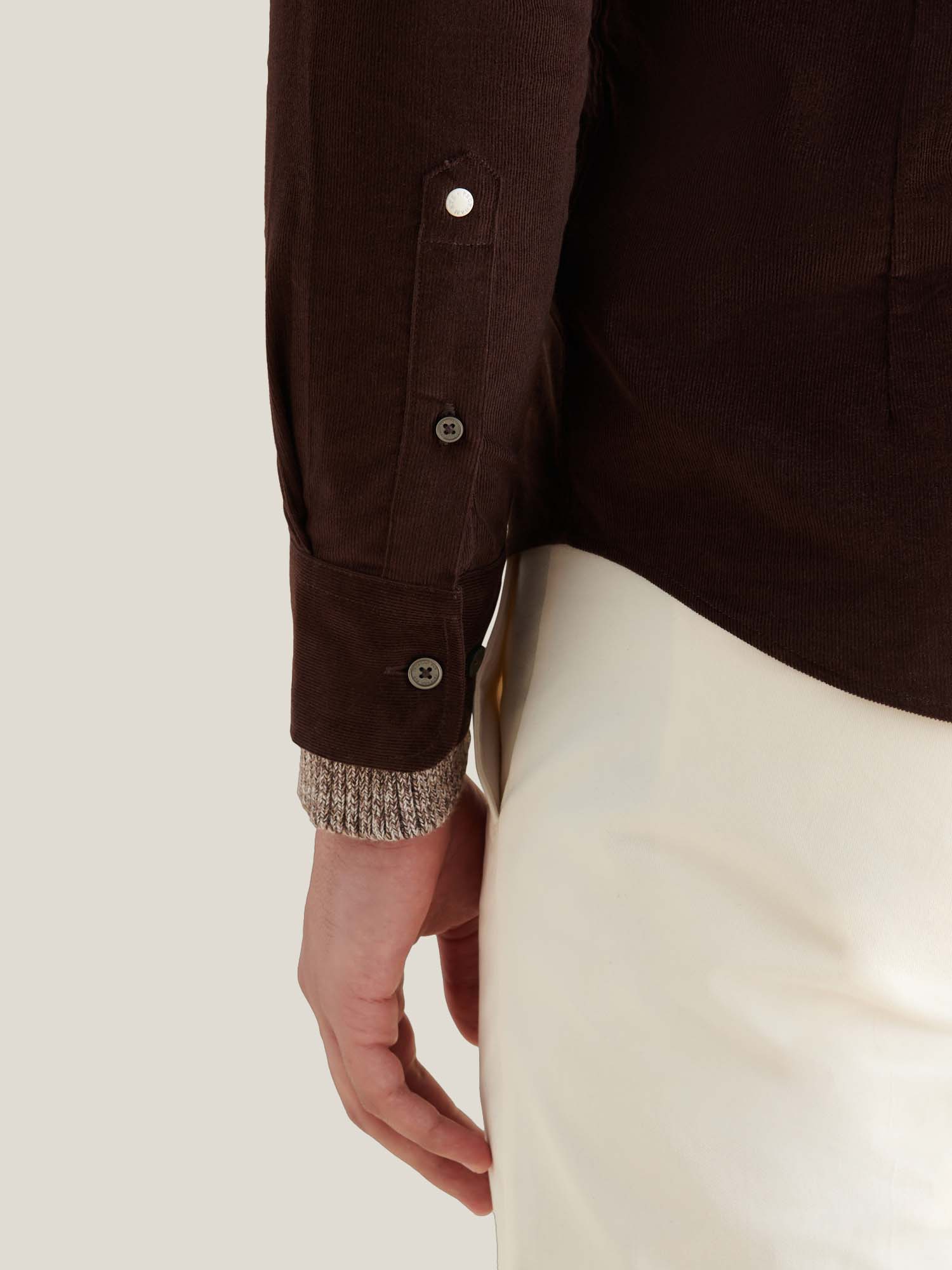 Micro Cord Button-Down Shirt in Java - Image 6