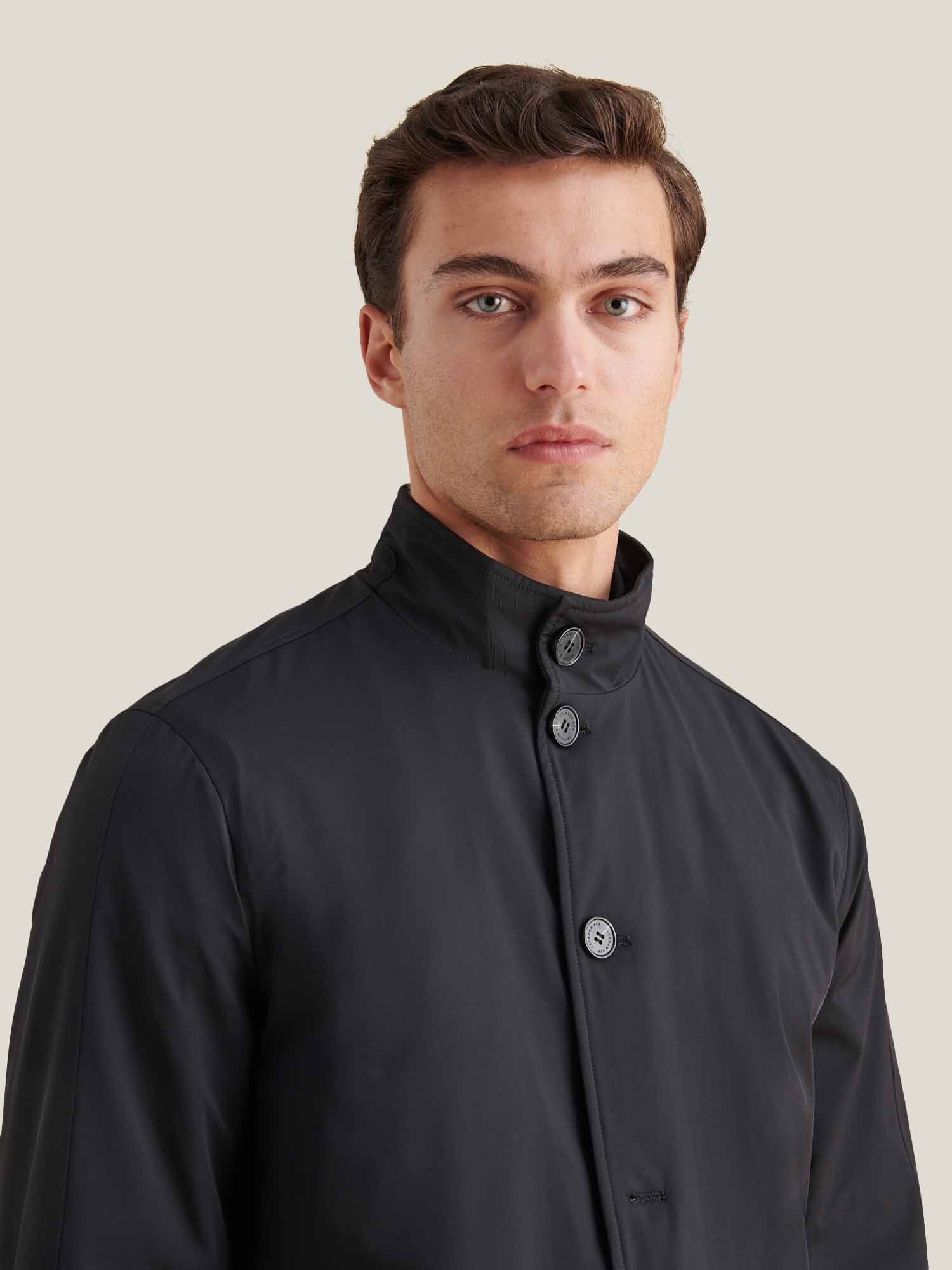 Padded Rain Mac in Black - Image 4