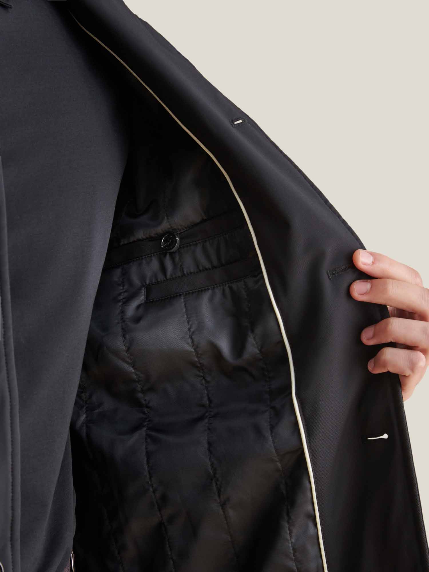 Padded Rain Mac in Black - Image 7
