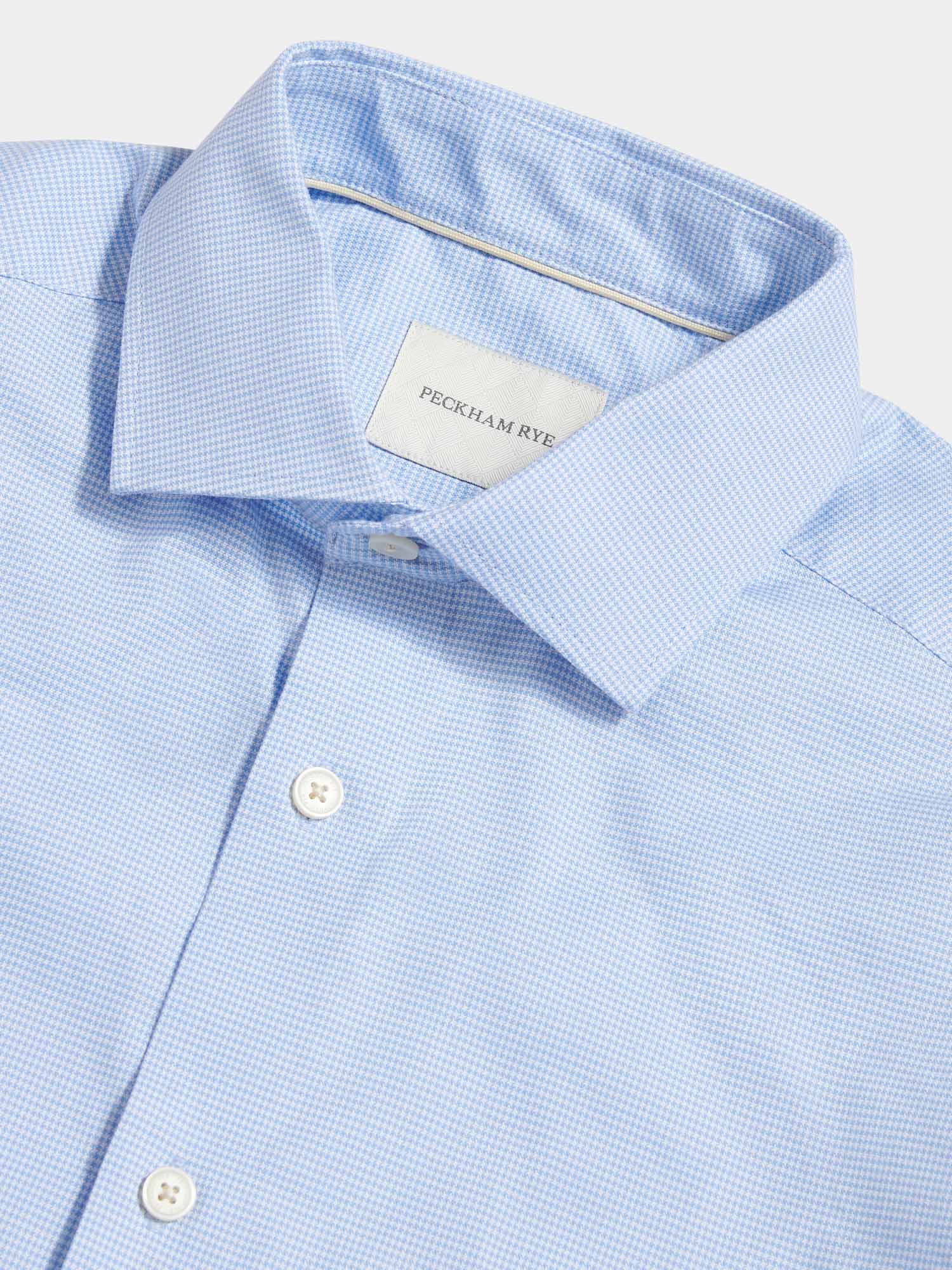 Puppytooth Cutaway Collar Shirt in Blue Blizzard - Image 7
