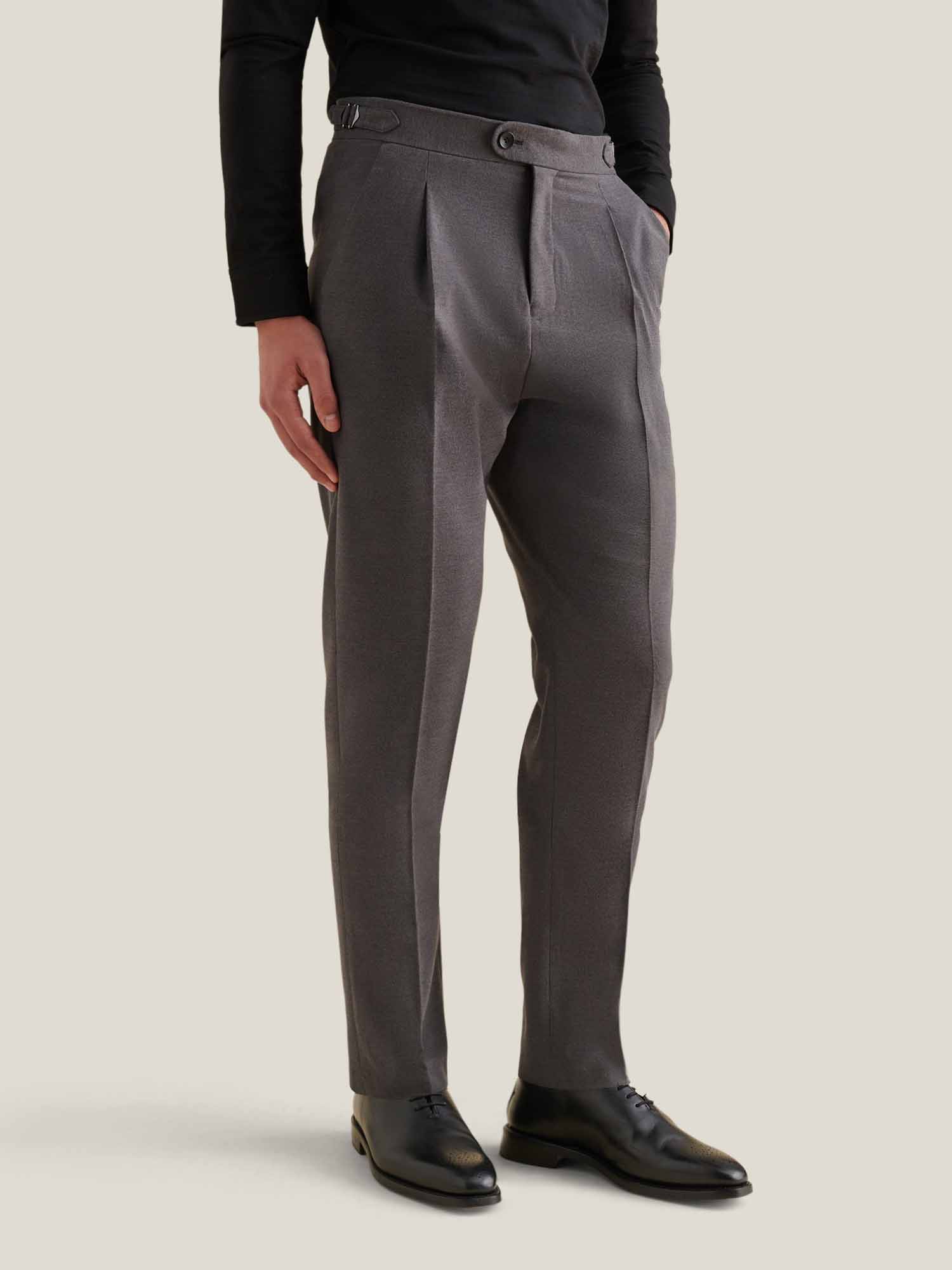 Twill Blend Smart High Waisted Trouser in Charcoal Grey - Image 2