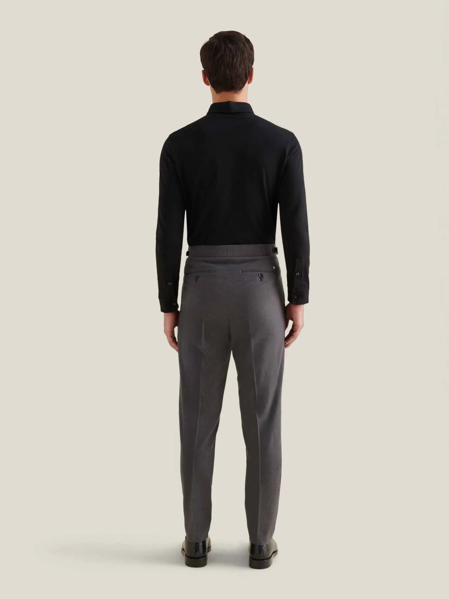 Twill Blend Smart High Waisted Trouser in Charcoal Grey - Image 4