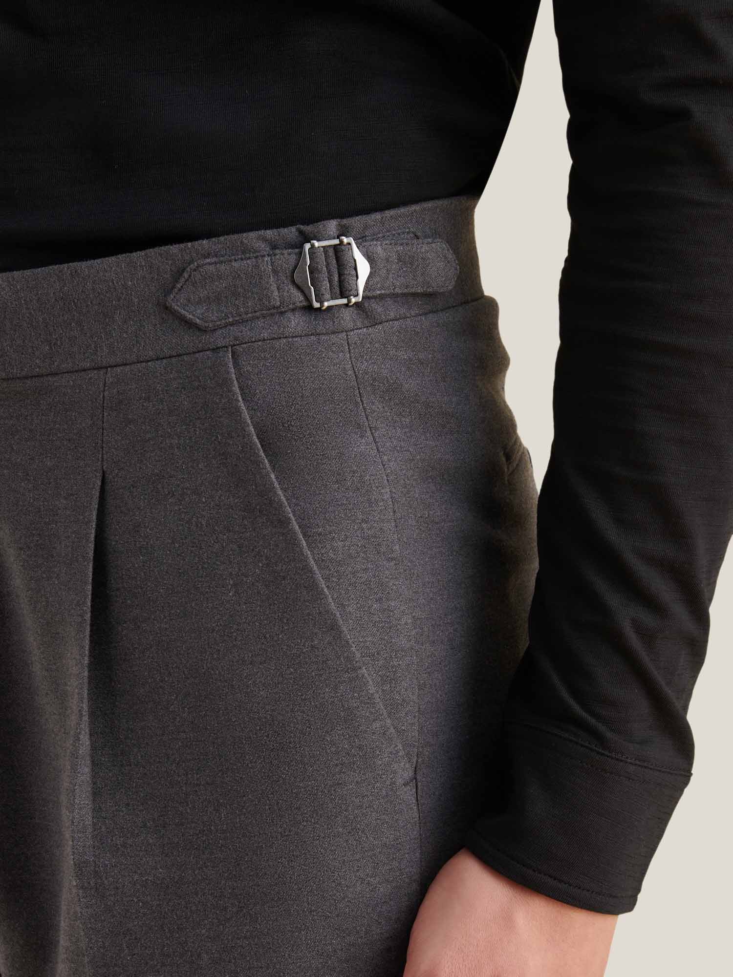 Twill Blend Smart High Waisted Trouser in Charcoal Grey - Image 7