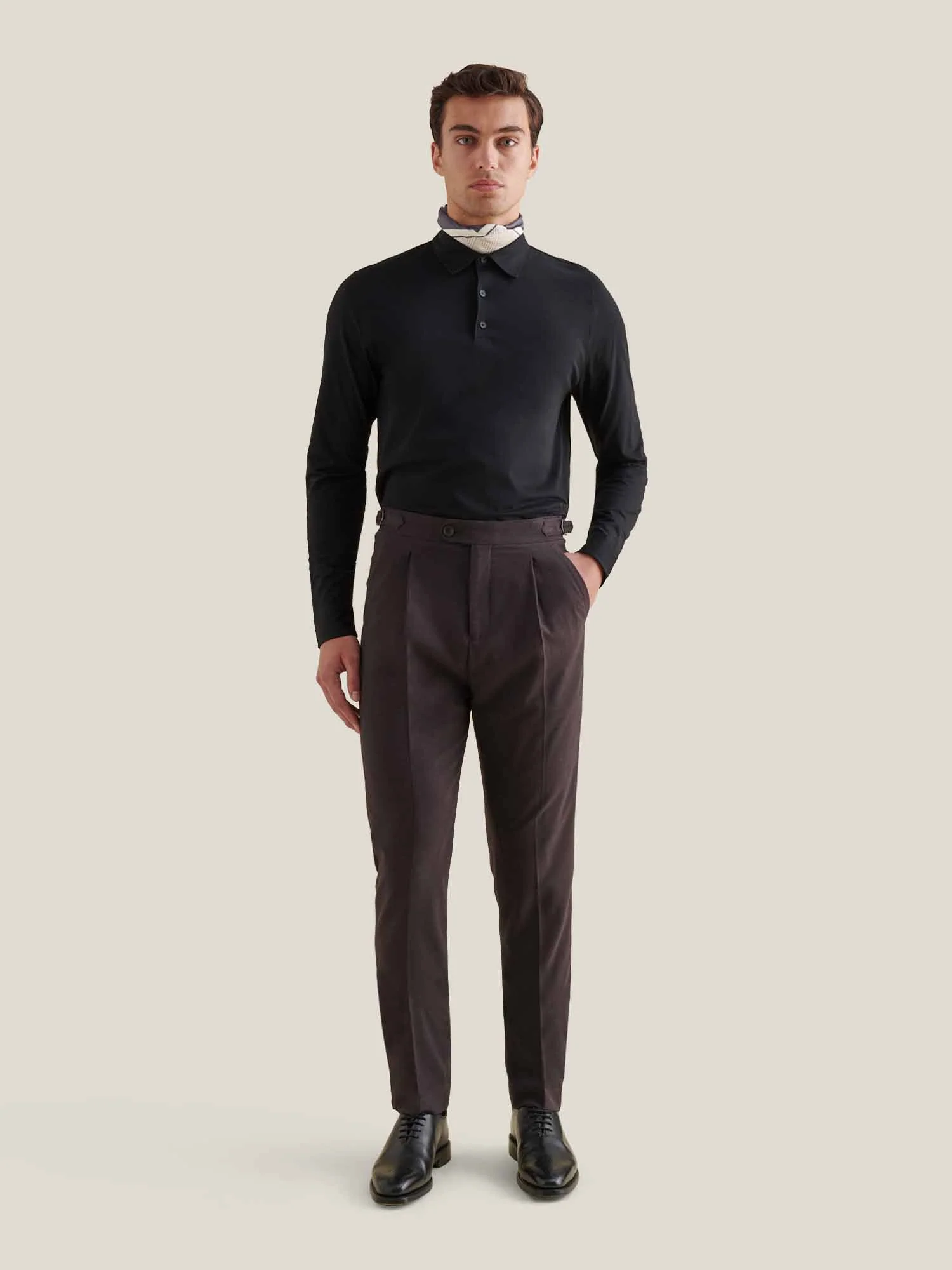 Twill Blend Smart High Waisted Trouser in Java - Image 2