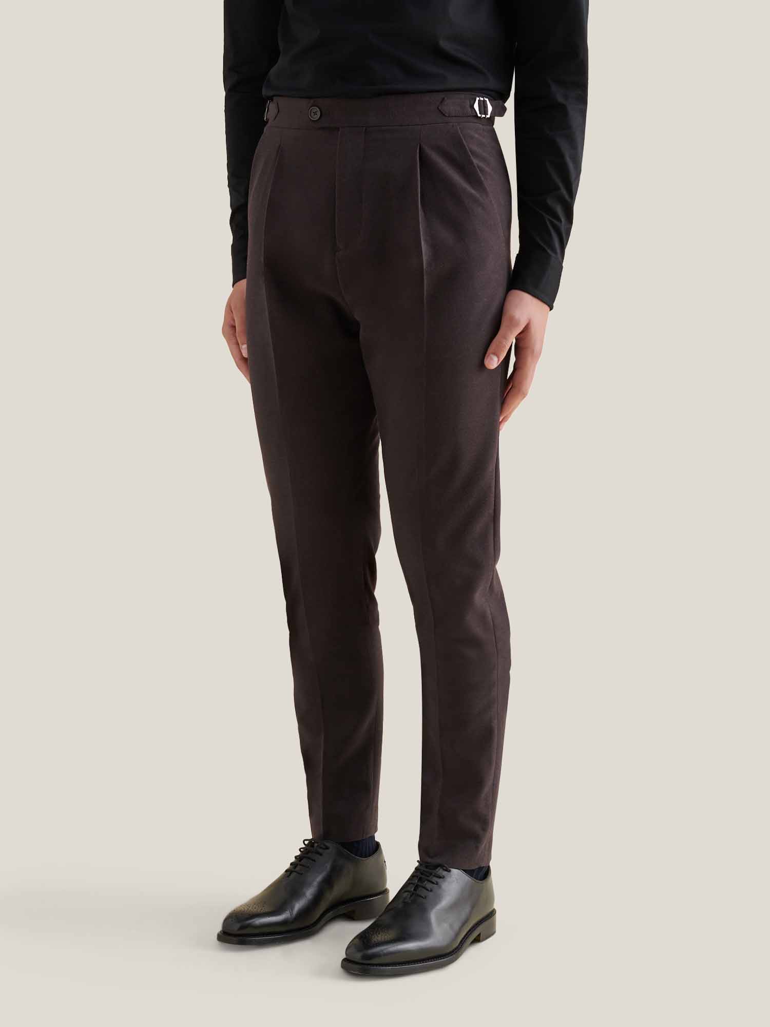 Twill Blend Smart High Waisted Trouser in Java - Image 4