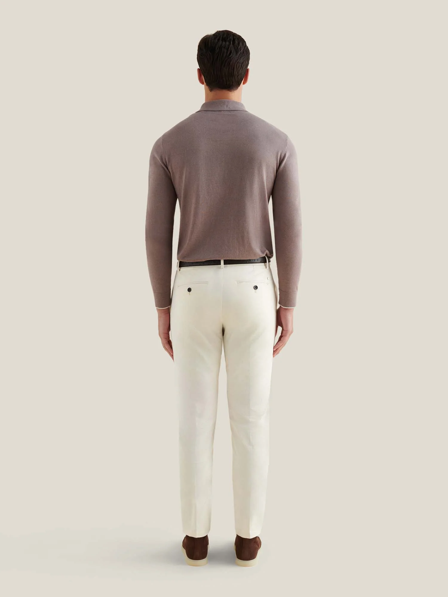 Dean Stretch Cotton Trouser in Egret - Image 4