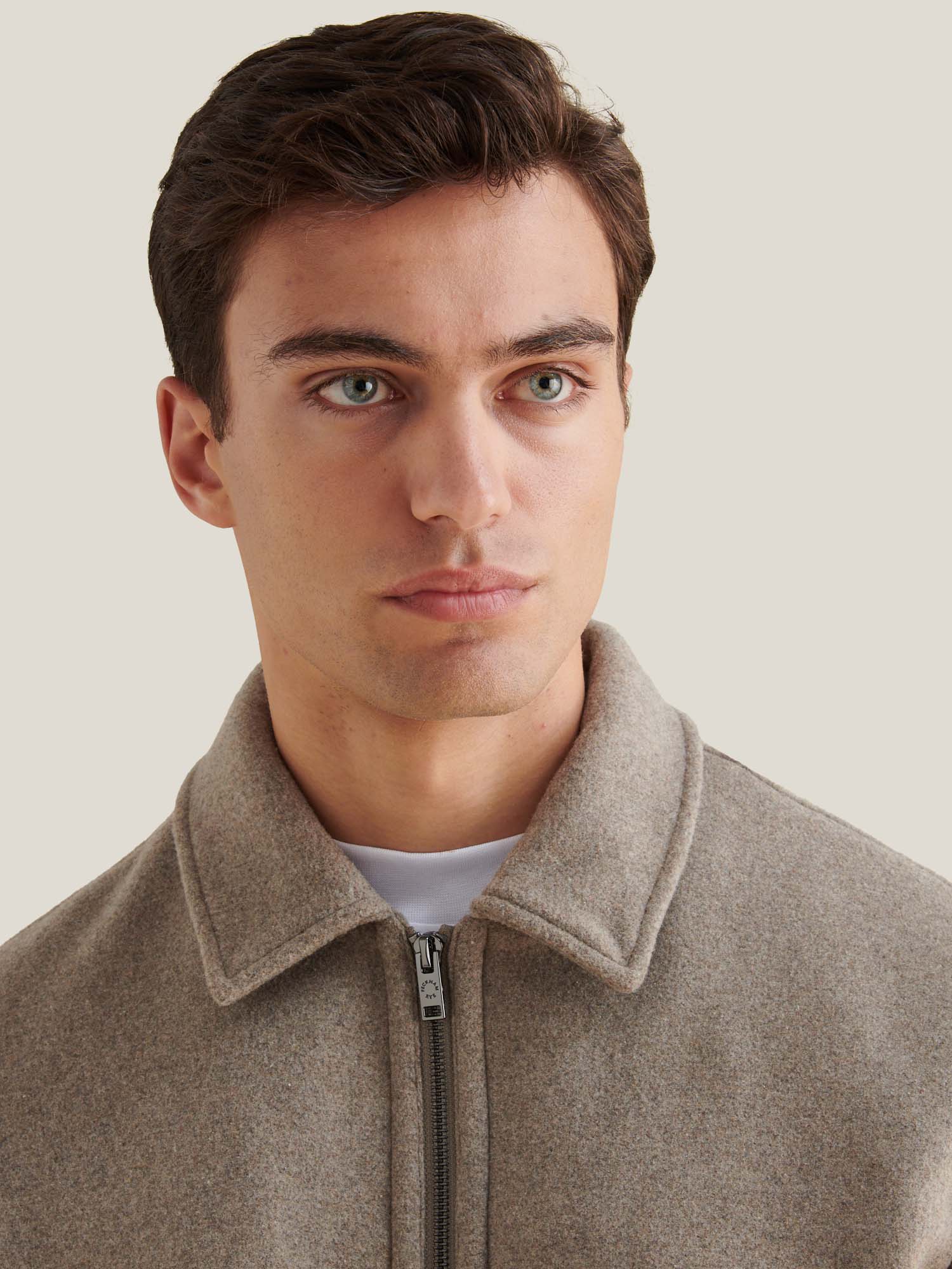 Wool Blend Bomber Jacket in Simply Taupe - Image 5