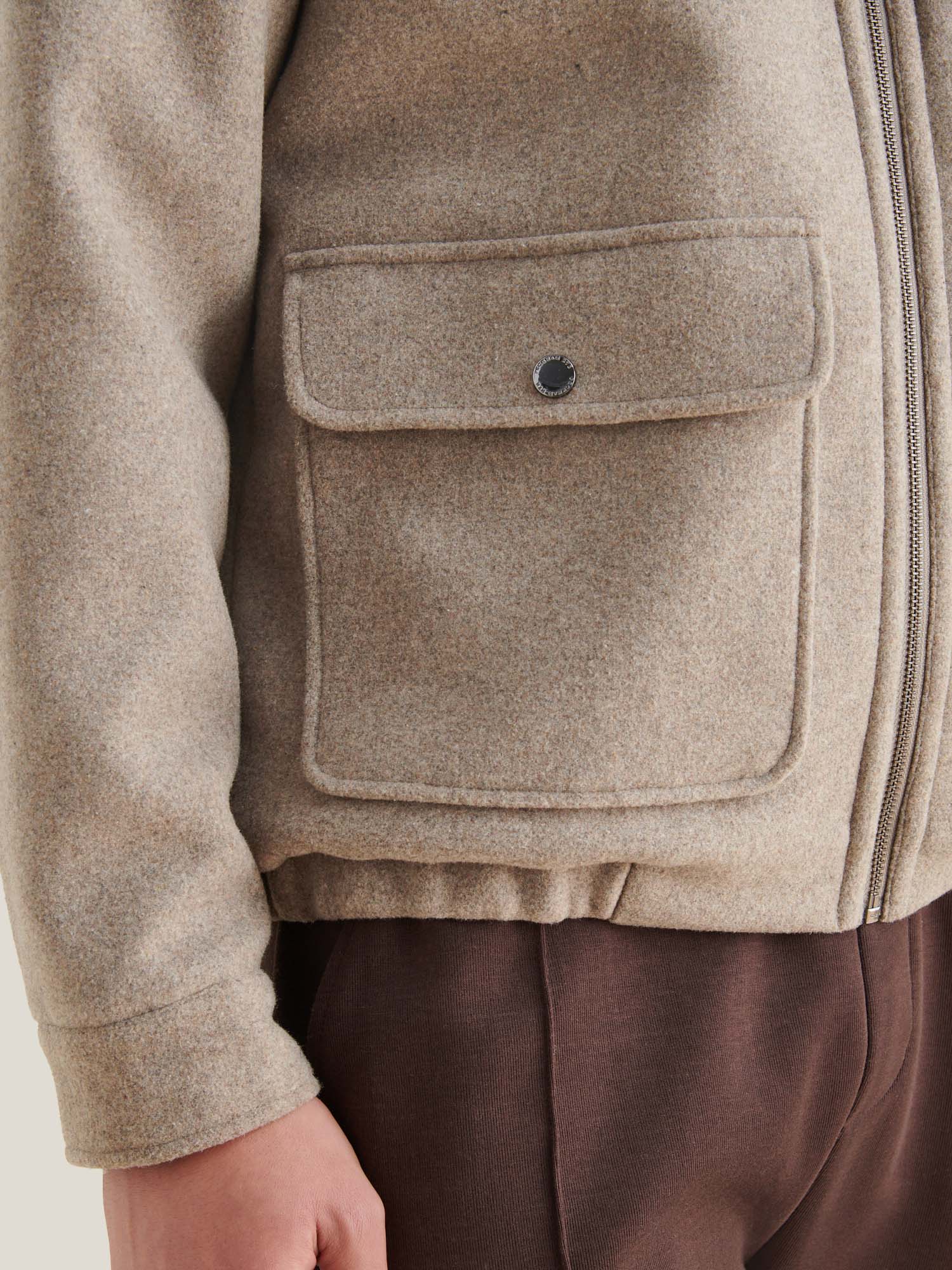 Wool Blend Bomber Jacket in Simply Taupe - Image 6
