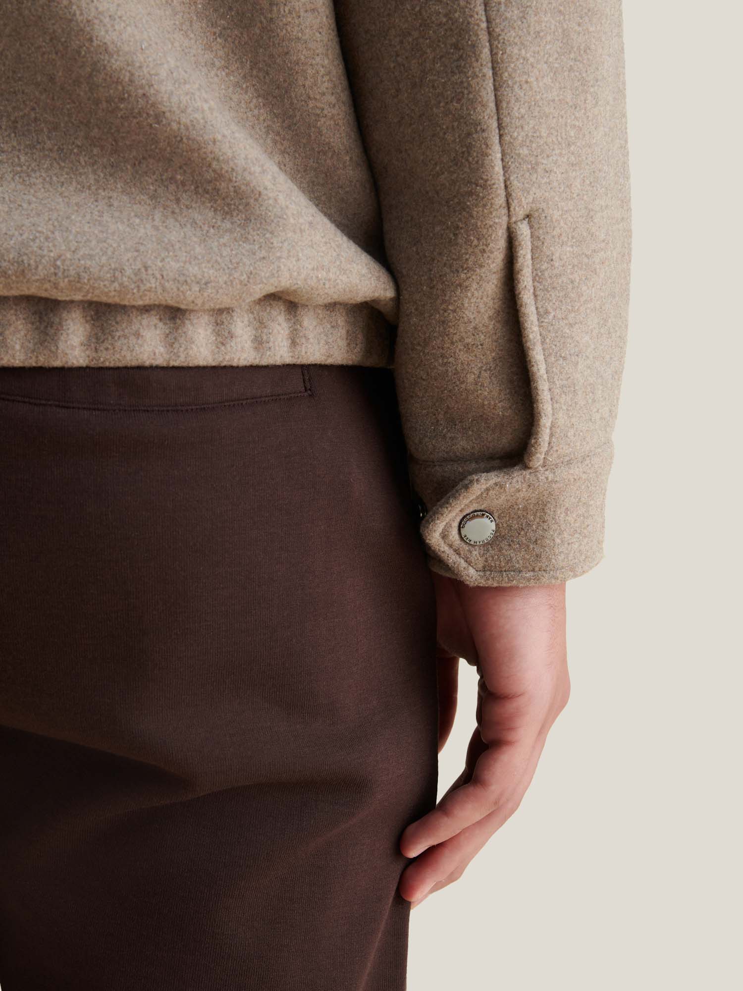 Wool Blend Bomber Jacket in Simply Taupe - Image 7