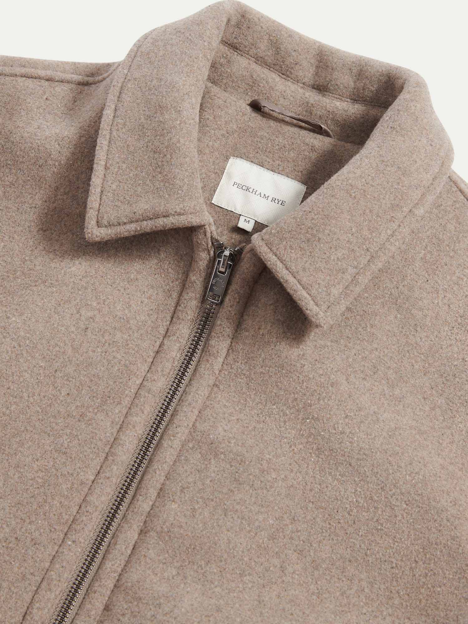 Wool Blend Bomber Jacket in Simply Taupe - Image 9