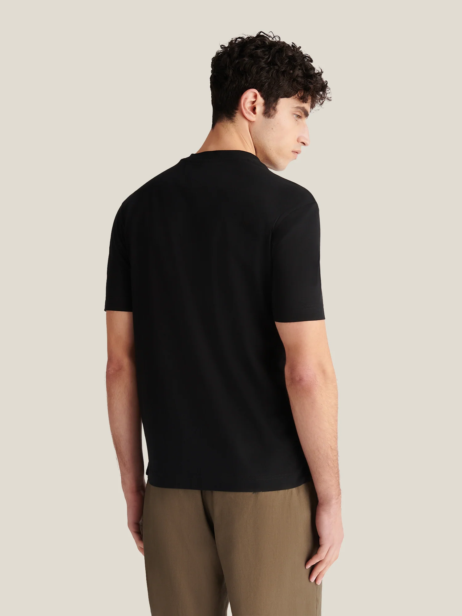 Devonshire Mercerised Cotton T-Shirt in Black - Image 4