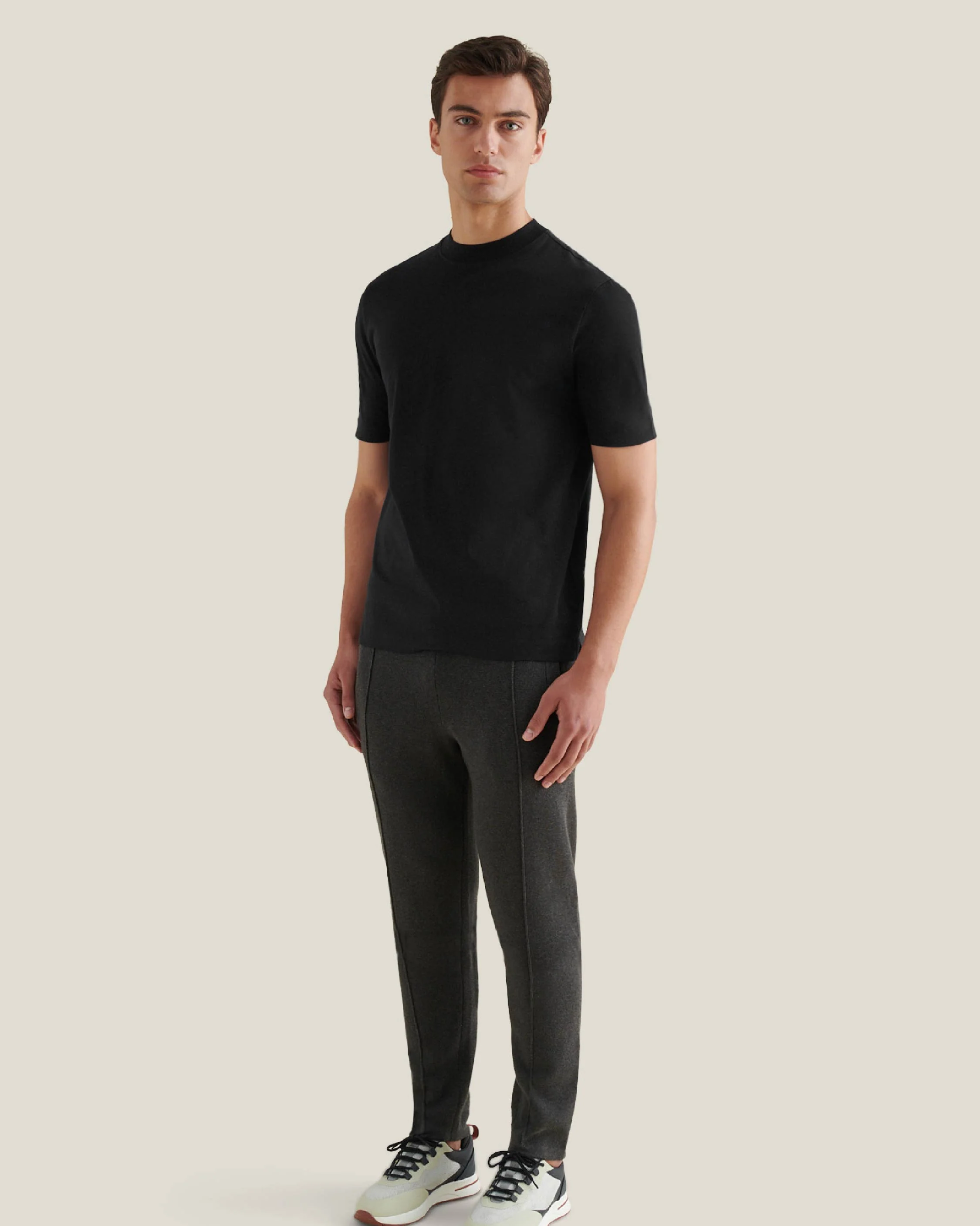 Devonshire Mercerised Cotton T-Shirt in Black - Image 9