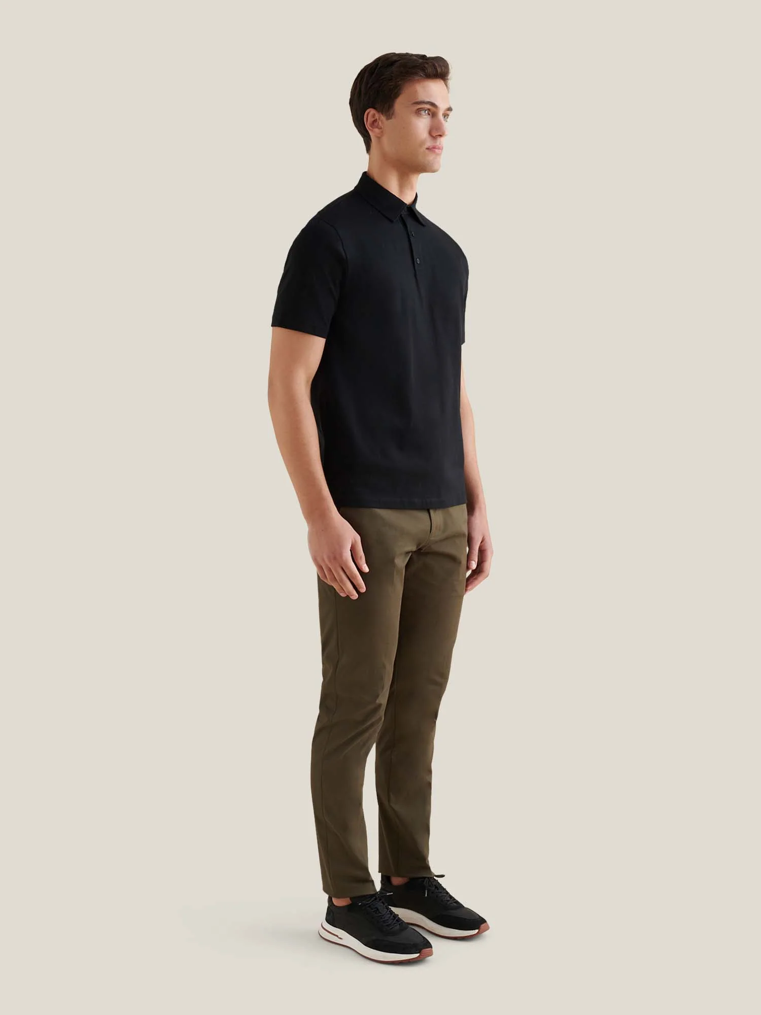 Wardour Mercerised Cotton Polo Shirt in Black - Image 3