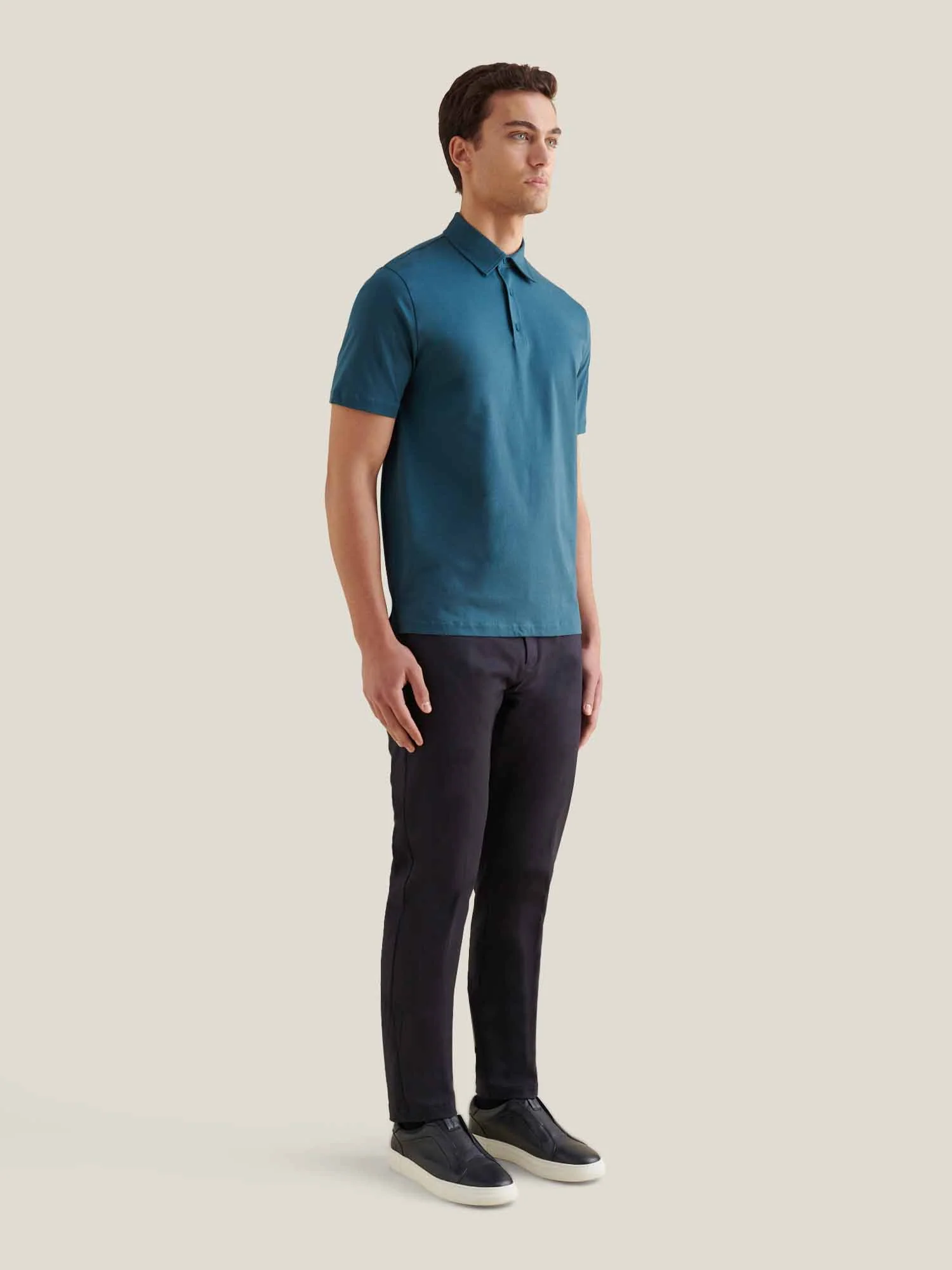 Wardour Mercerised Cotton Polo Shirt in Stargazer - Image 3